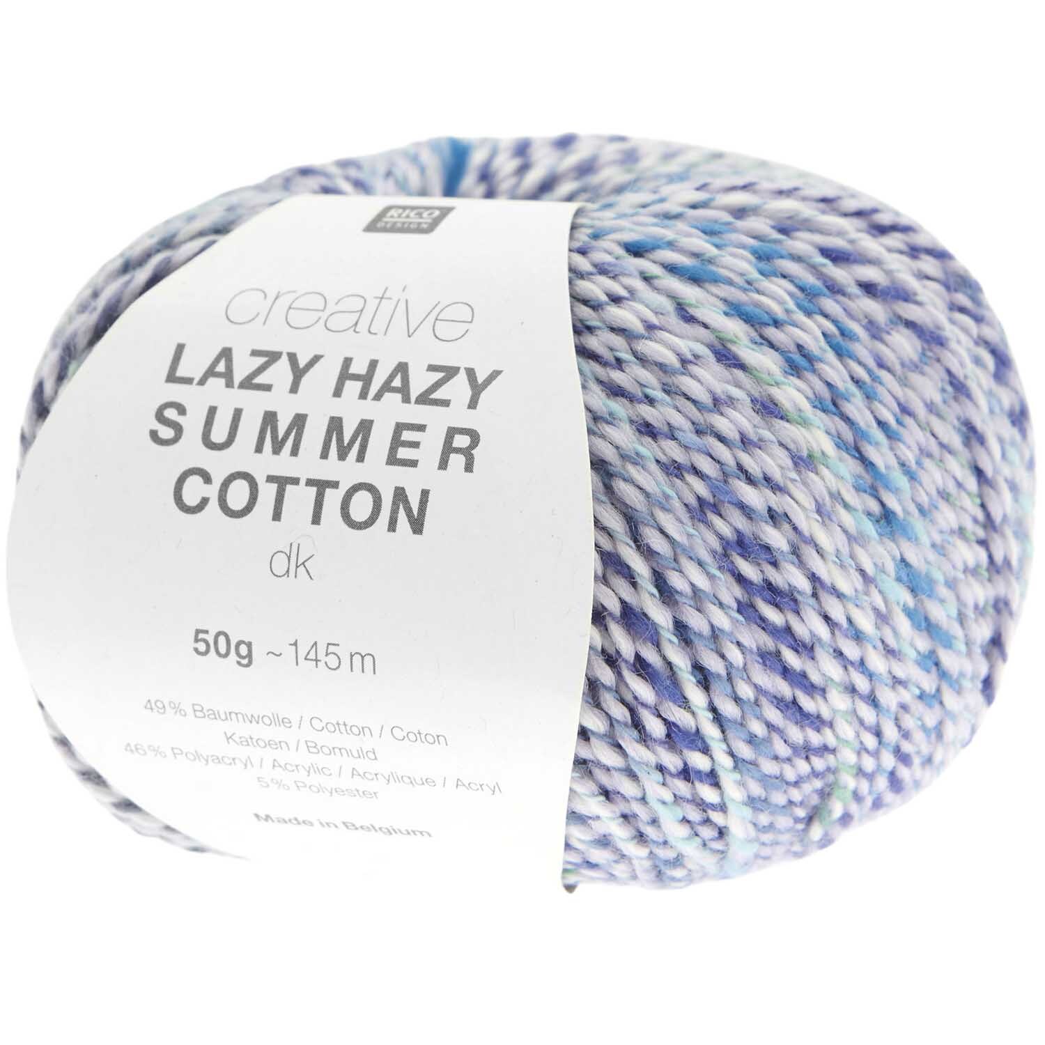 Strickset Shirt Modell 25: Weiches, mehrfarbiges Garnknäuel "Lazy Hazy Summer Cotton" von Rico Design. Ideal für sommerliche Strickprojekte.
