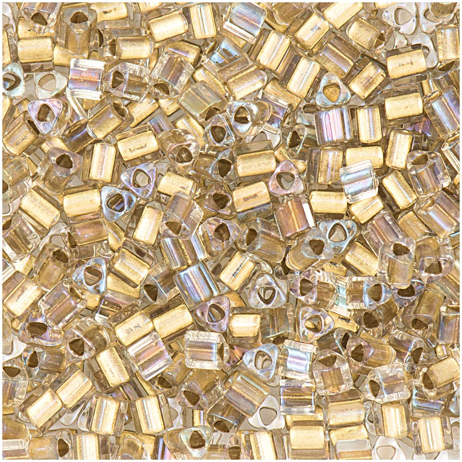 Itoshii triangle Perlen 2,2mm 10g von Rico Design in Gold Metallic Transparent, ideal für Schmuckdesigns.