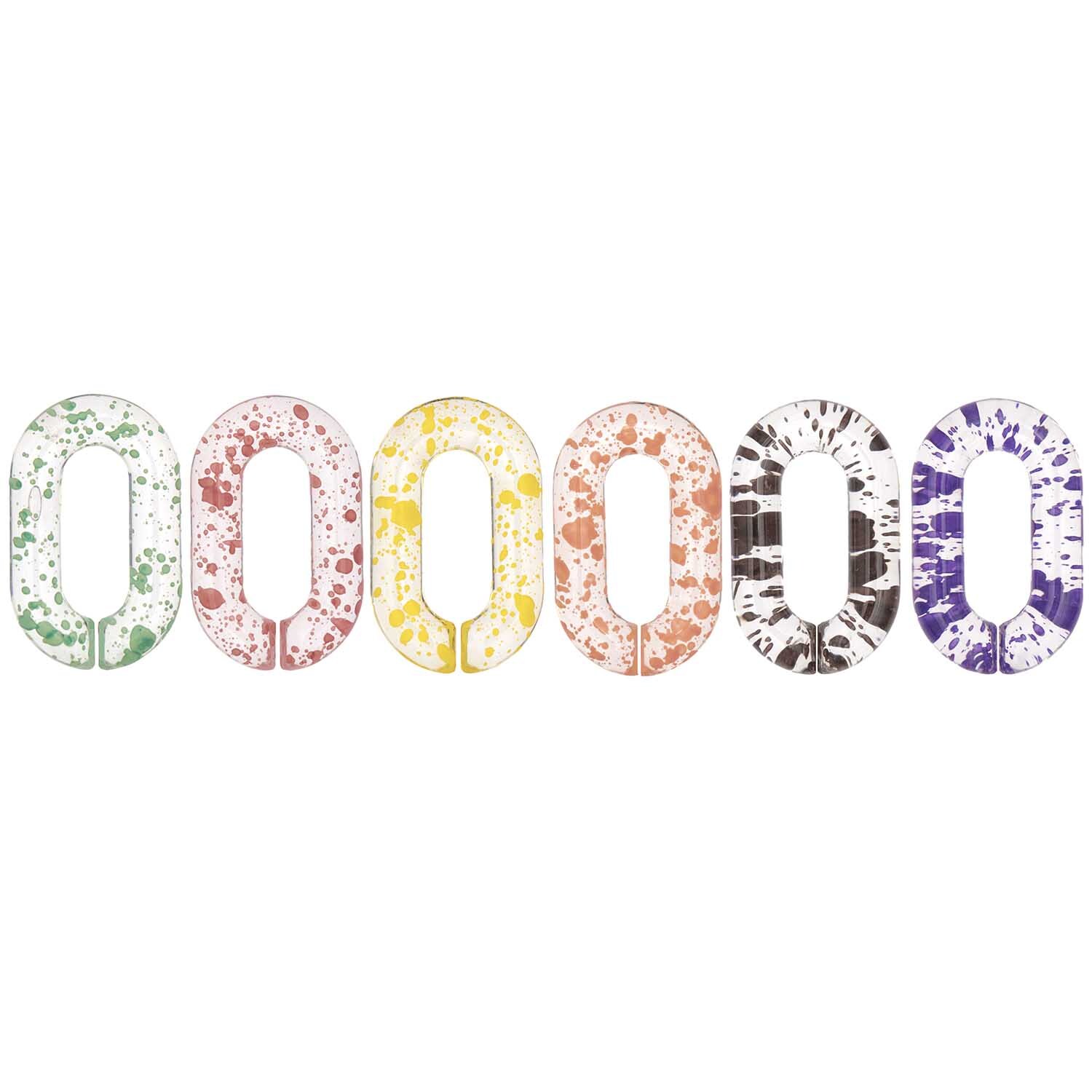 itoshii Kettenglieder Farbspritzer: Sechs bunte Kettenglieder in Regenbogenfarben von Rico Design, 1,9x3,1x0,5cm, 12 Stück.
