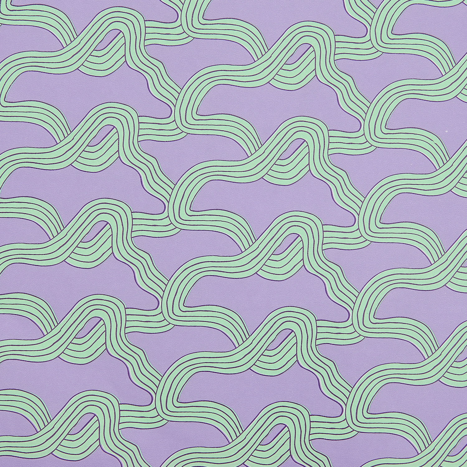 Seidenpapier Myzel Lila mit wellenförmigem Muster in Grün, 50x365cm, von Rico Design.