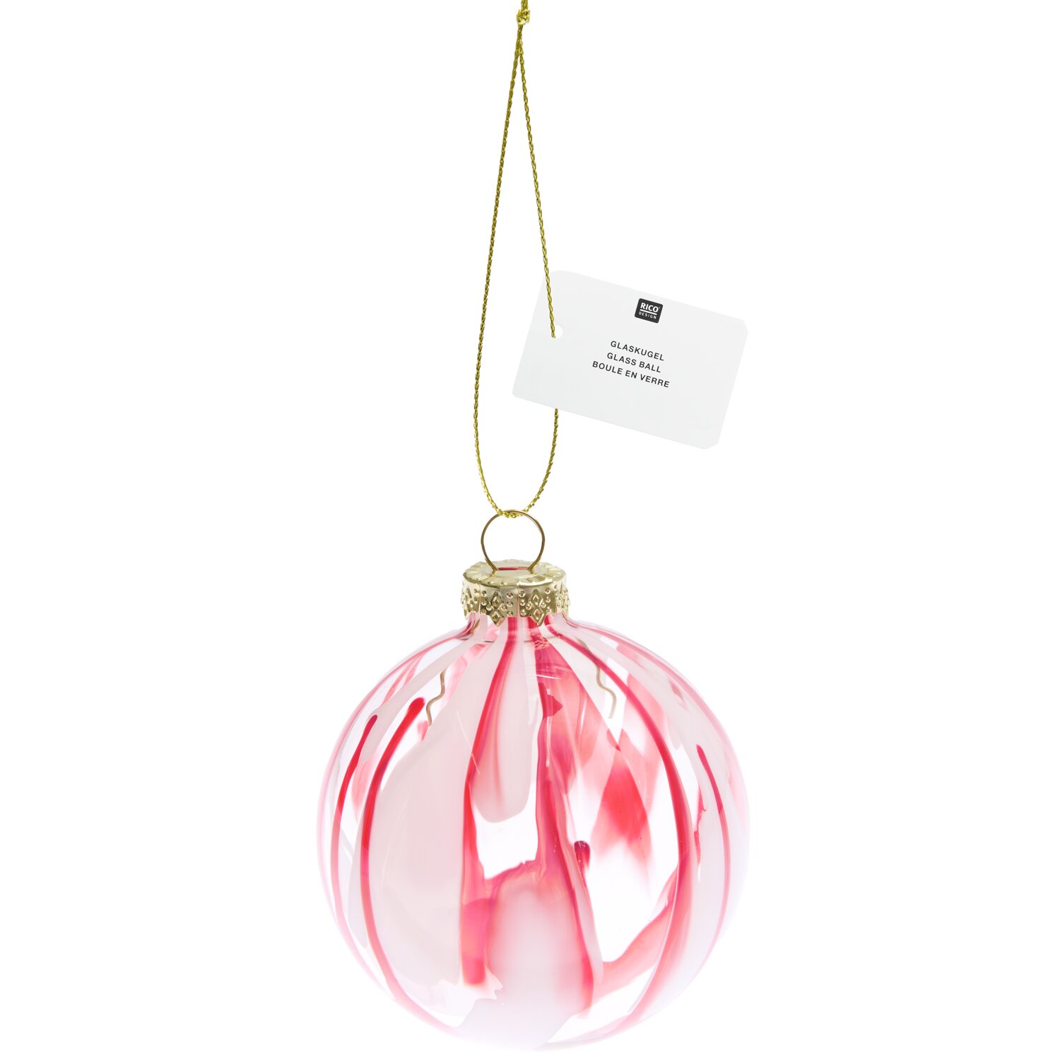 Glaskugel klar Rot/Weiß Ø8cm von Rico Design