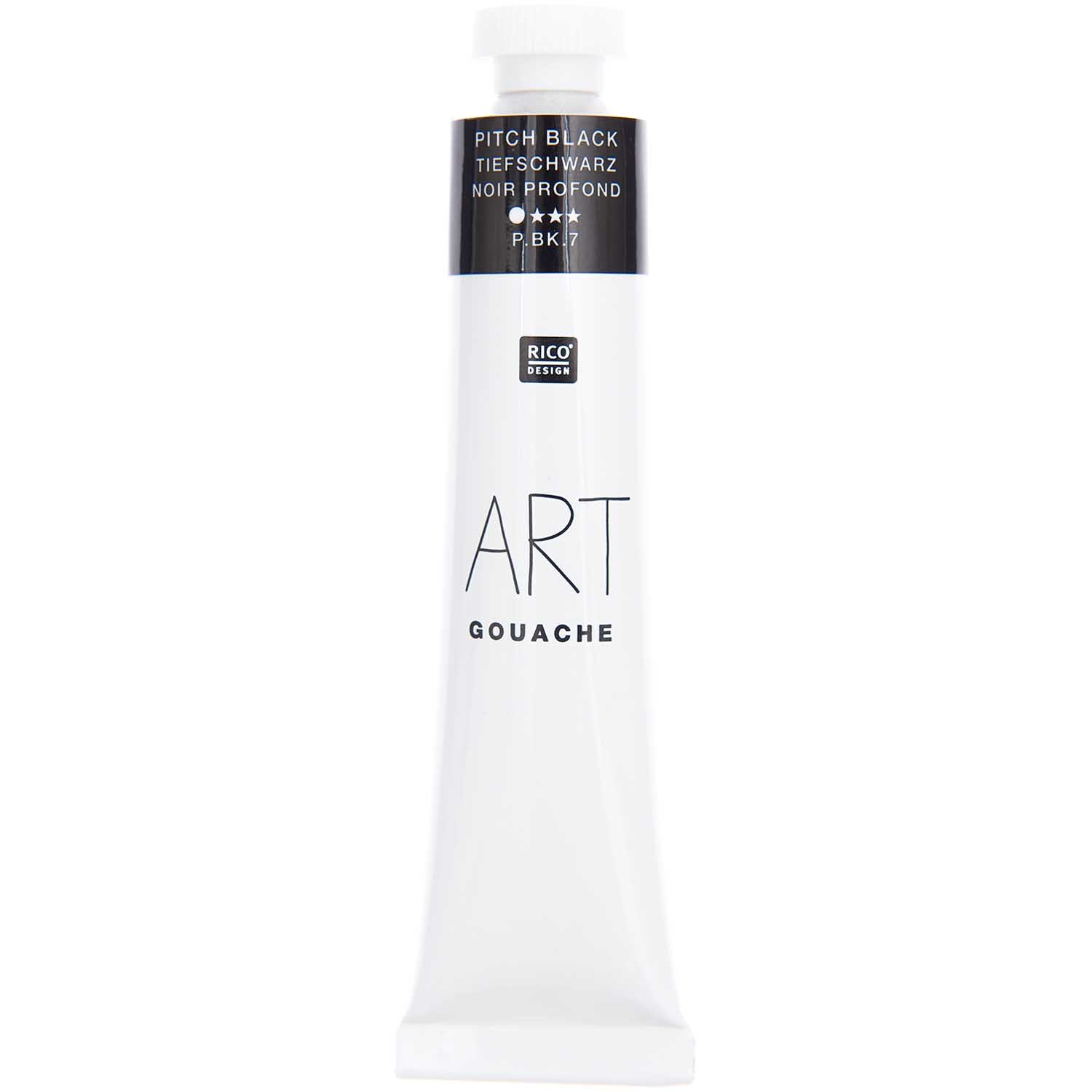 ART Gouache 22ml von Rico Design in einer Tube, ideal für Künstler, in tiefschwarzer Farbe.