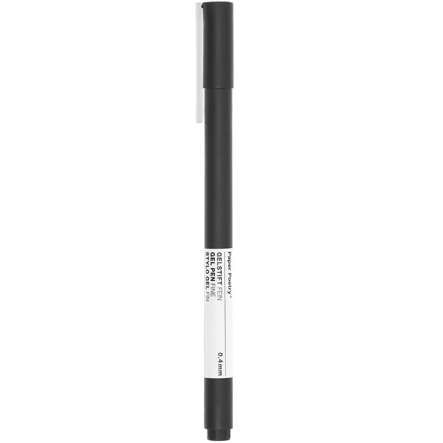 Paper Poetry Gelstift fein 0,4mm in elegantem Schwarz von Rico Design, ideal für präzises Schreiben.