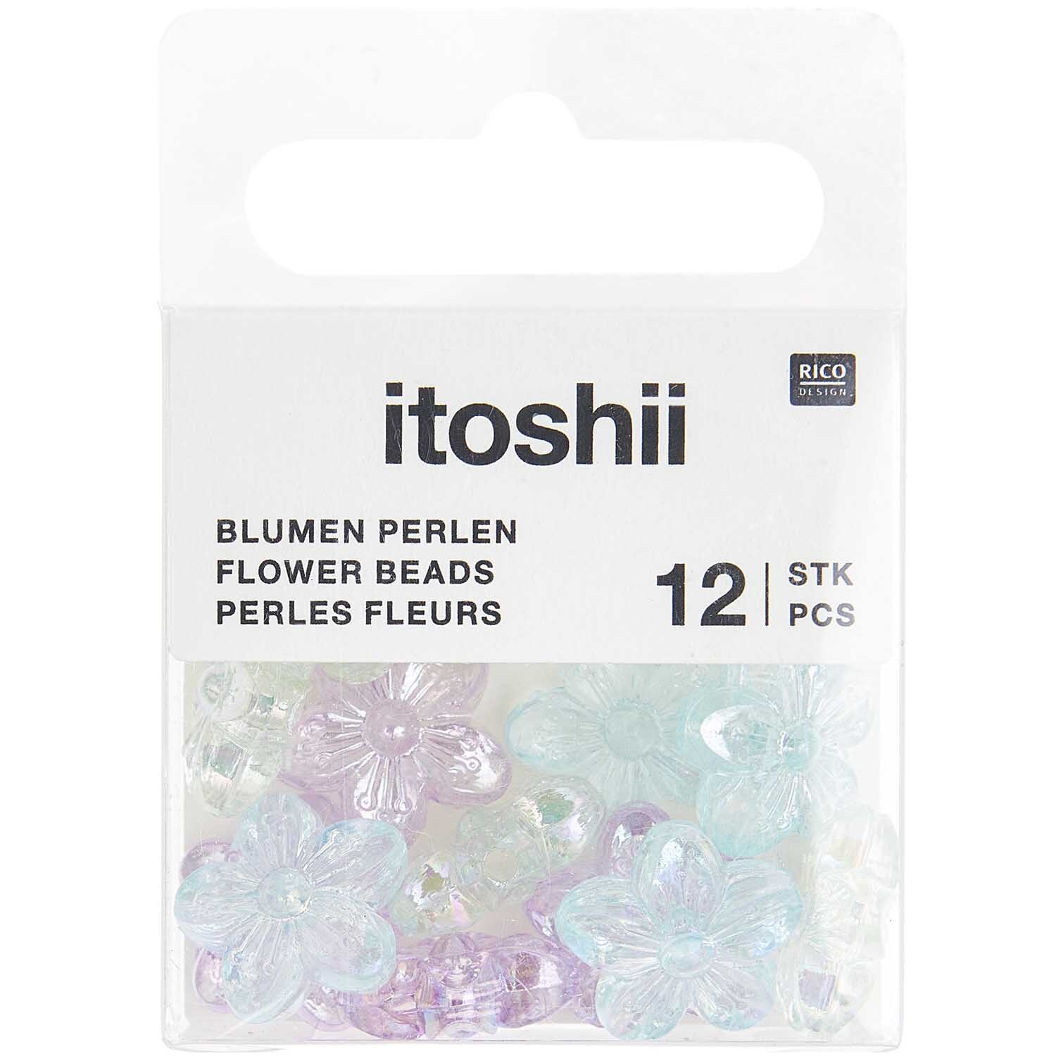 itoshii Blumenperlen Ozean Mix holografisch 15x15x7mm 12 Stück von Rico Design