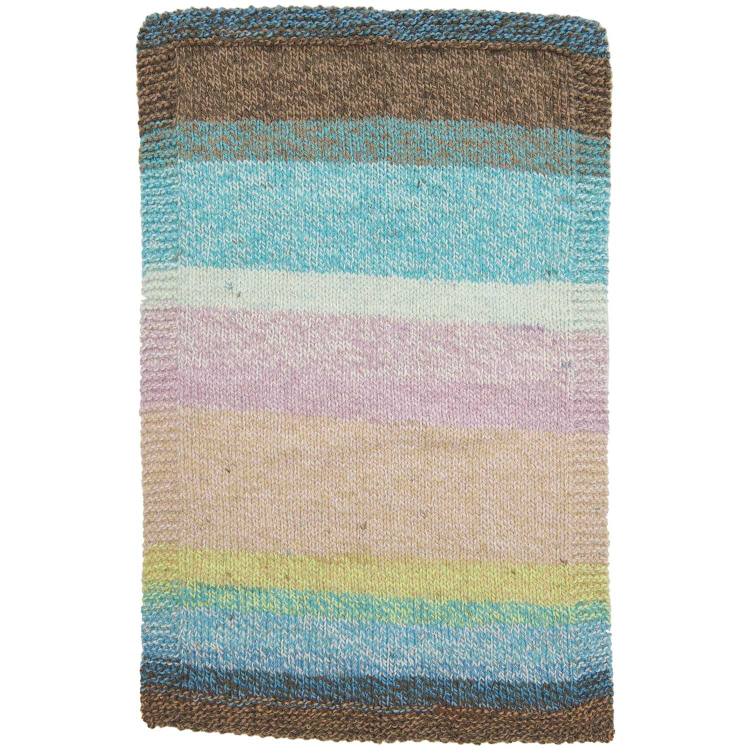 Creative Chic-Unique: Bunter Strickstoff von Rico Design mit Streifen in Blau, Rosa und Grün. Ideal für kreative Projekte.