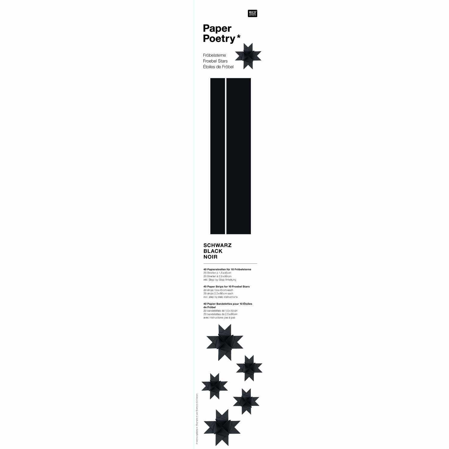 Paper Poetry Fröbelstreifen schwarz 120g/m² 40 Stück von Rico Design