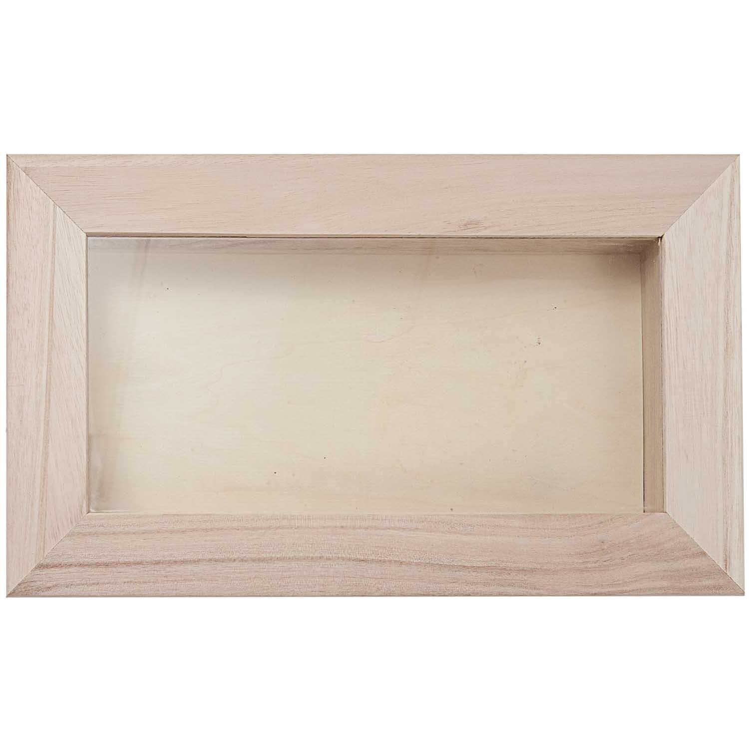 3D-Holz Bilderrahmen 34x17cm von Rico Design, rechteckig, aus hellem Holz, ideal für Fotos.
