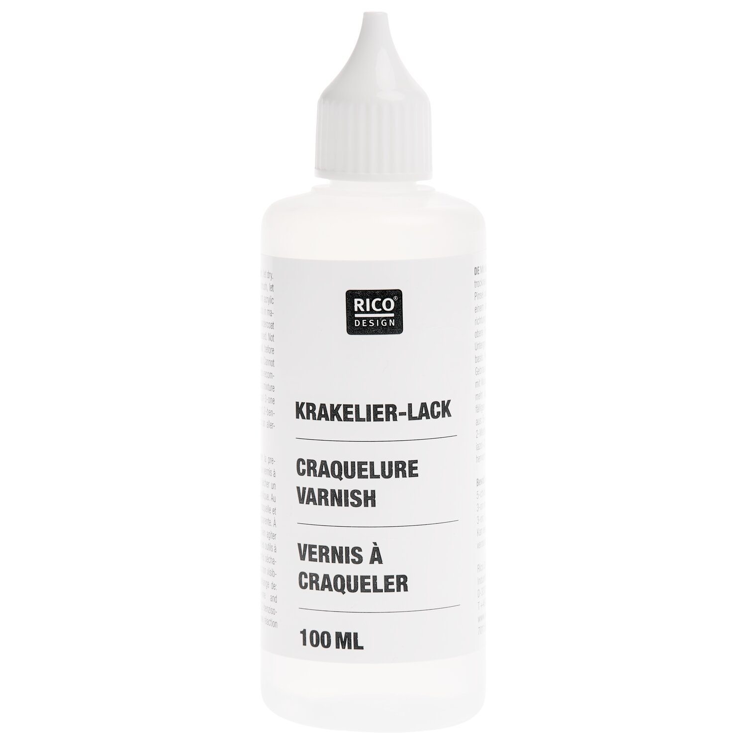 Krakelier-Lack 100ml von Rico Design in neutralem Fläschchen mit feiner Dosierspitze, idealer Risslack für kreative Deko-, Bastel- und Mixed-Media-Projekte