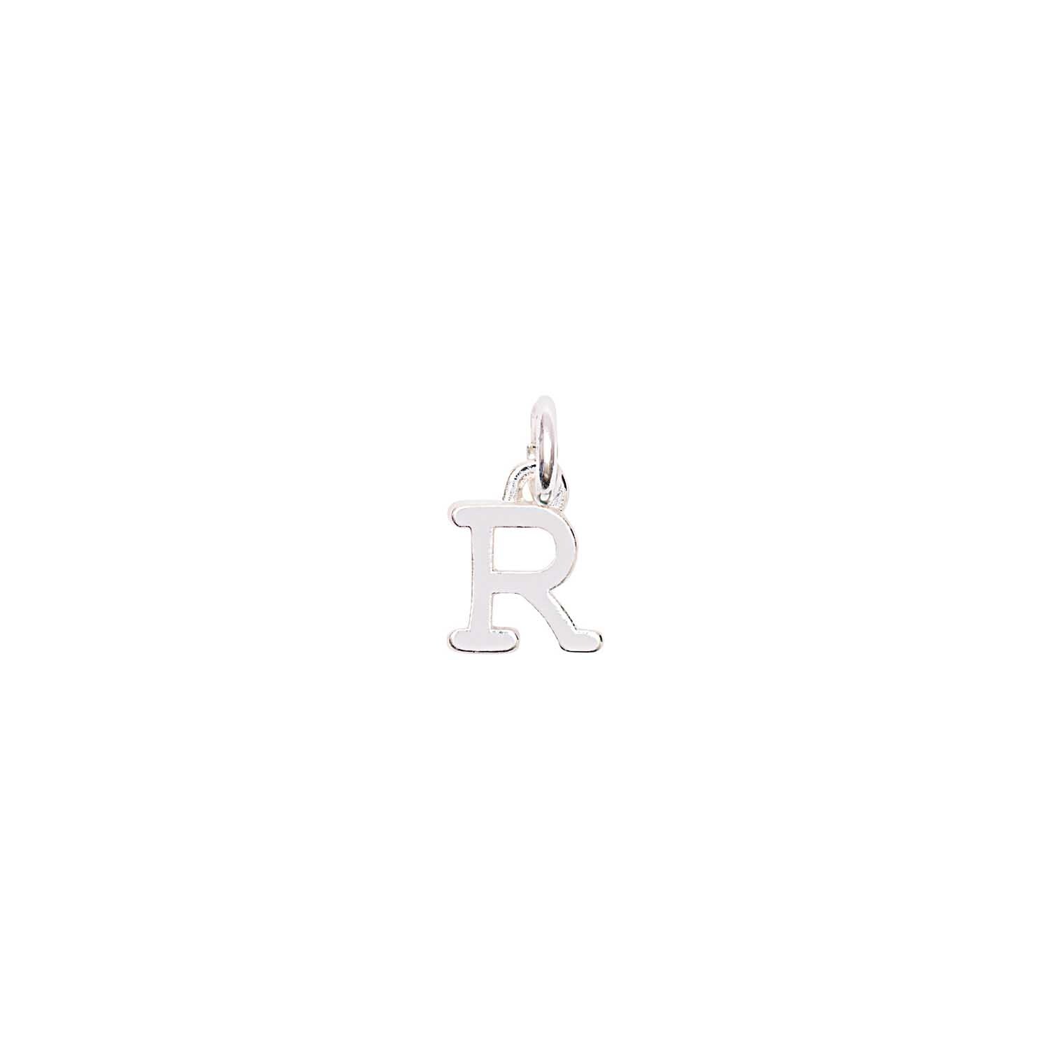 Anhänger Buchstabe R silber: Eleganter silberner Buchstabenanhänger von Rico Design in Form des Buchstabens R.