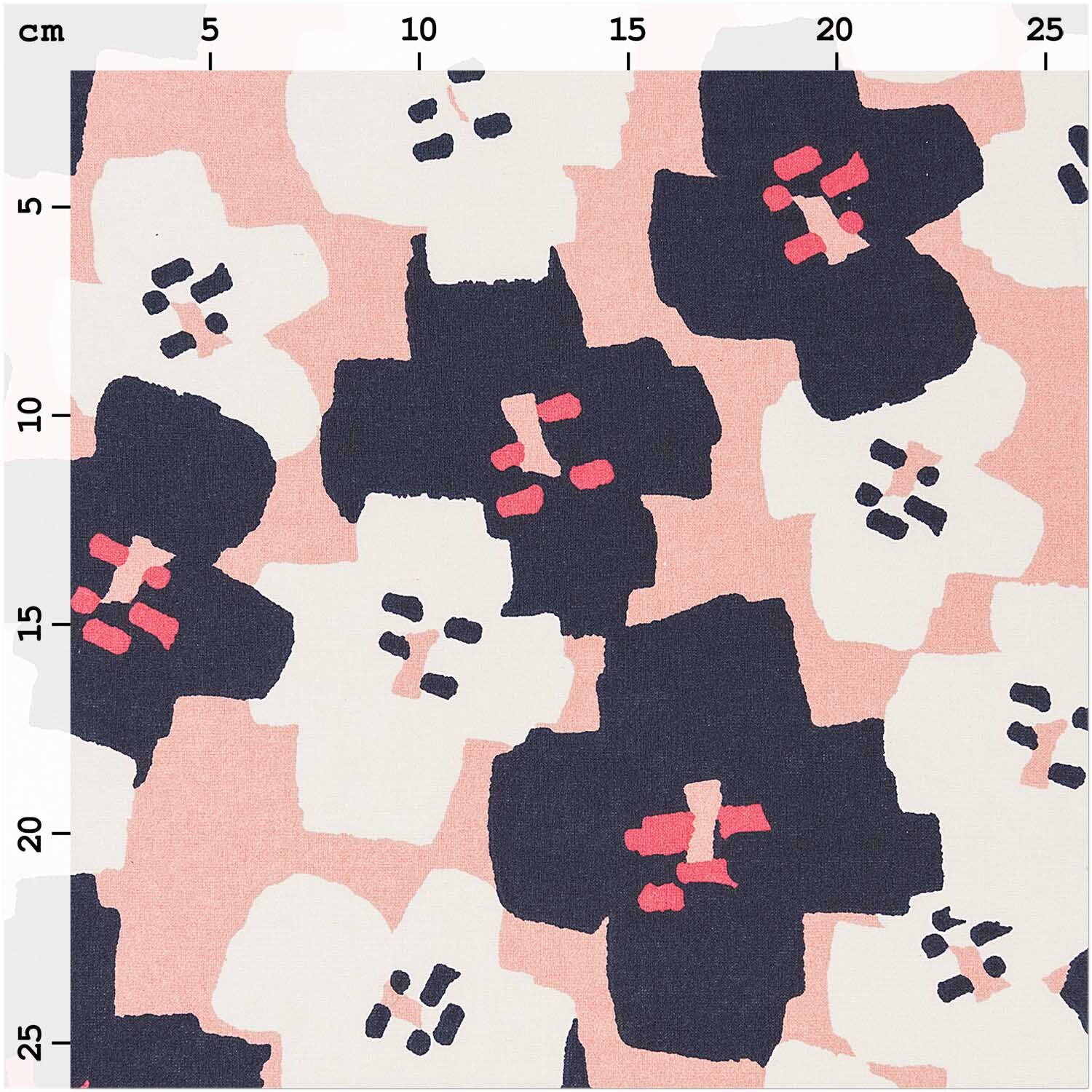 Druckstoff Okina Hana Blumen pink-schwarz 140cm beschichtet von Rico Design