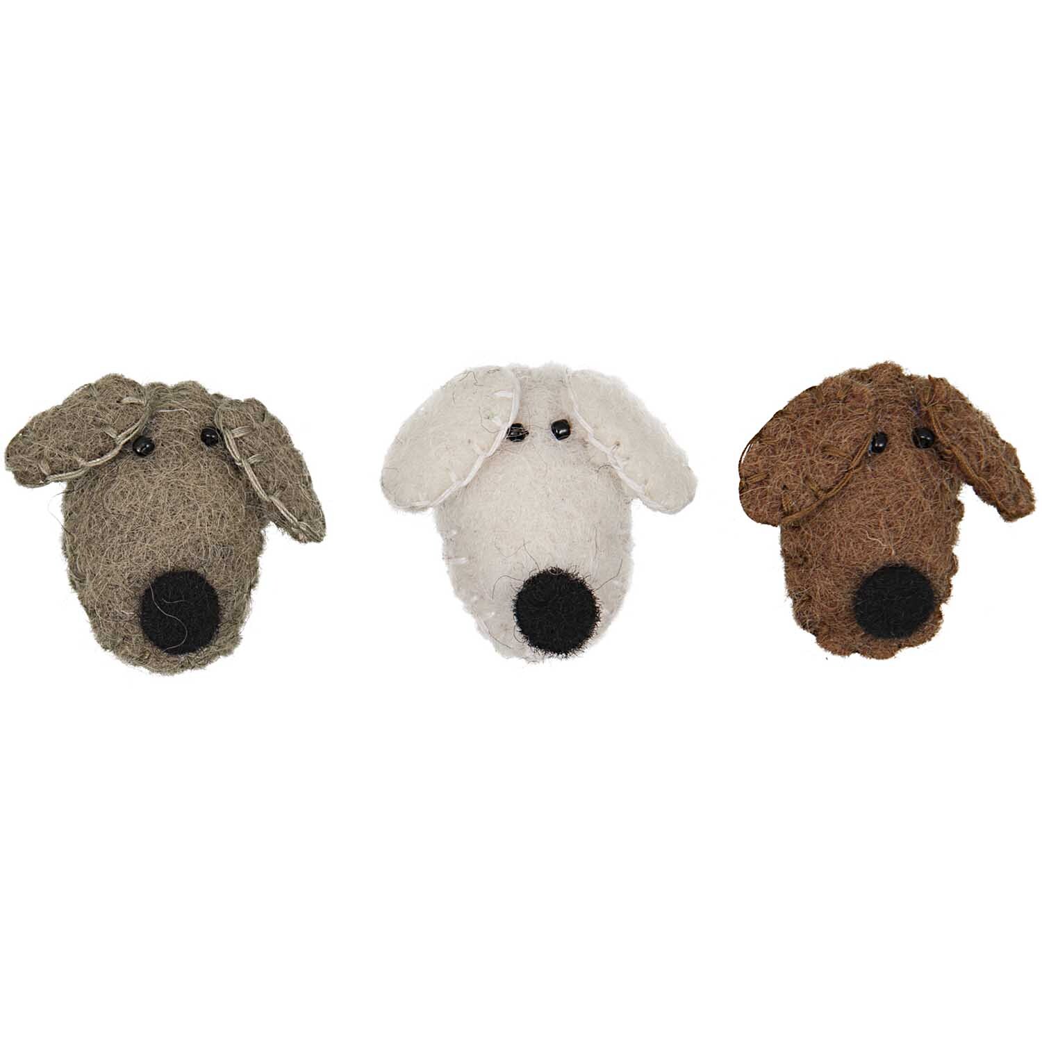Filzhundeköpfe 3 Stück: Drei Filzhundeköpfe in Braun und Beige von Rico Design, ideal für kreative Projekte.