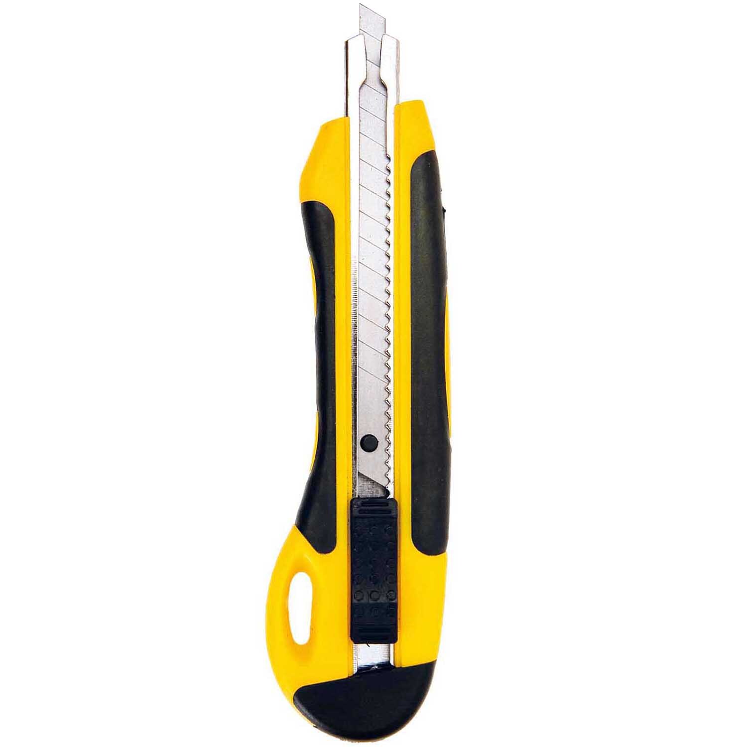Cuttermesser 9mm mit Metallführung, gelb-schwarz, von Rico Design, ideal für präzises Schneiden.