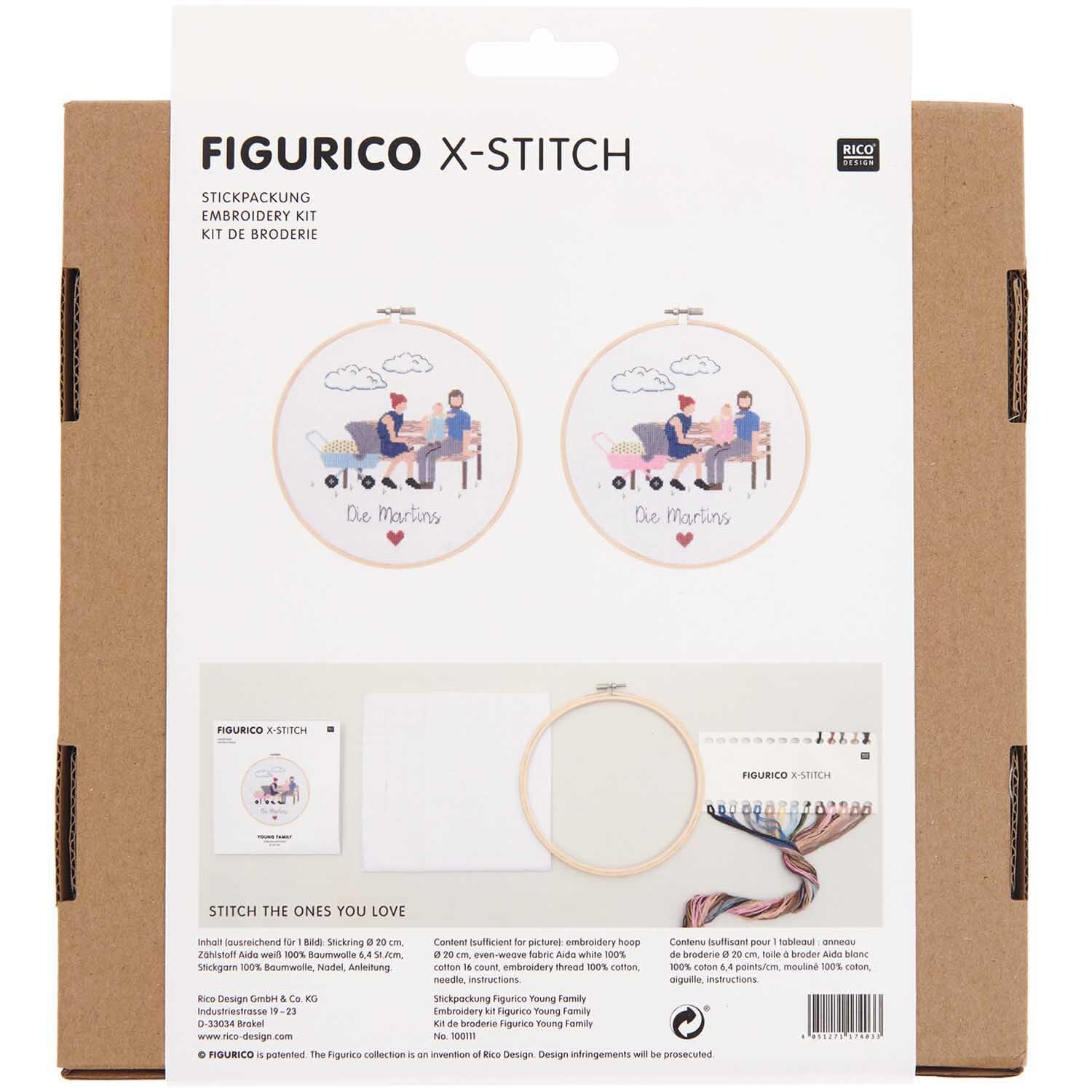 Figurico Stickpackung Young Family 20cm von Rico Design