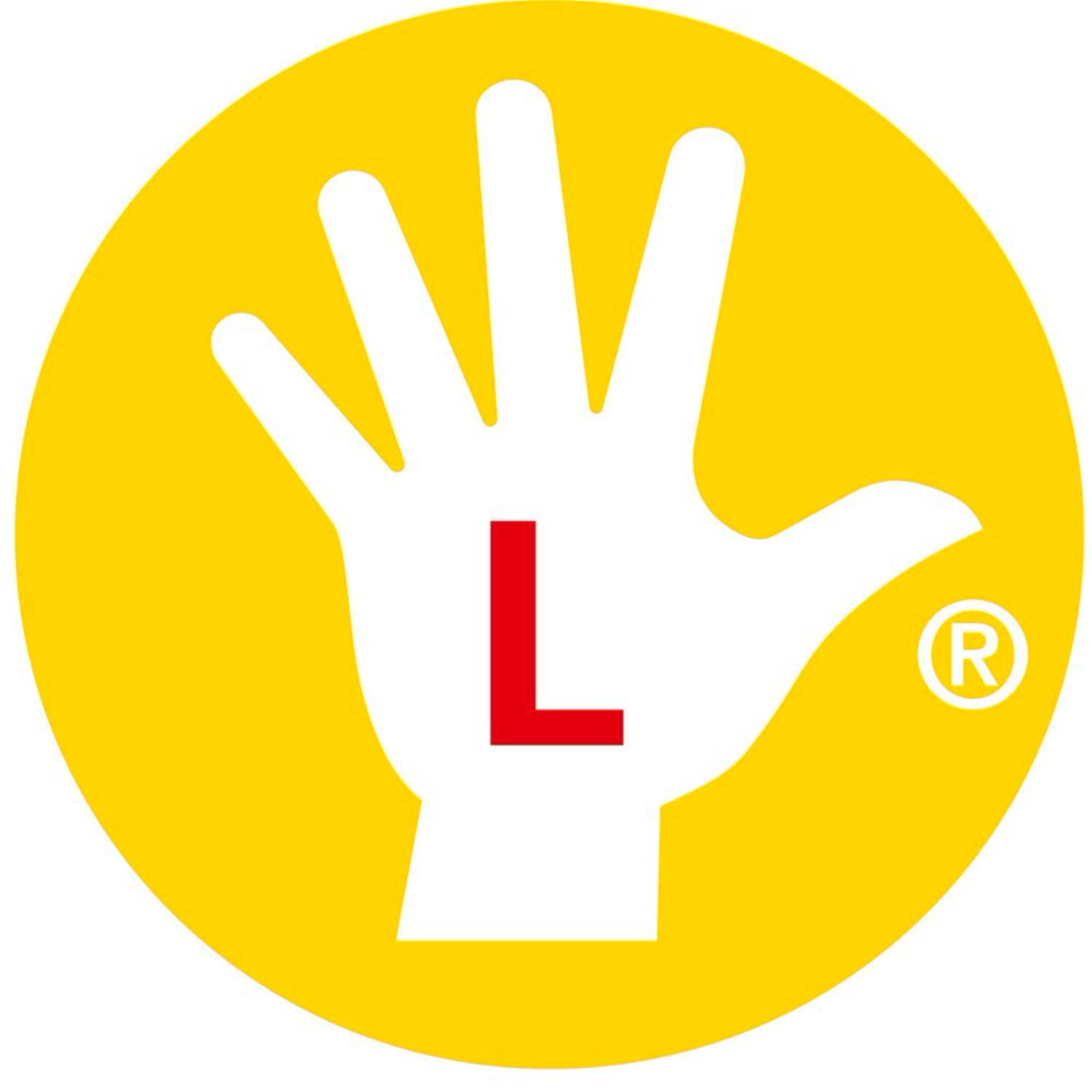 Easybird Patronenfüller für Linkshänder von STABILO. Gelbes Symbol mit weißer Hand und rotem "L". Ideal für Linkshänder.