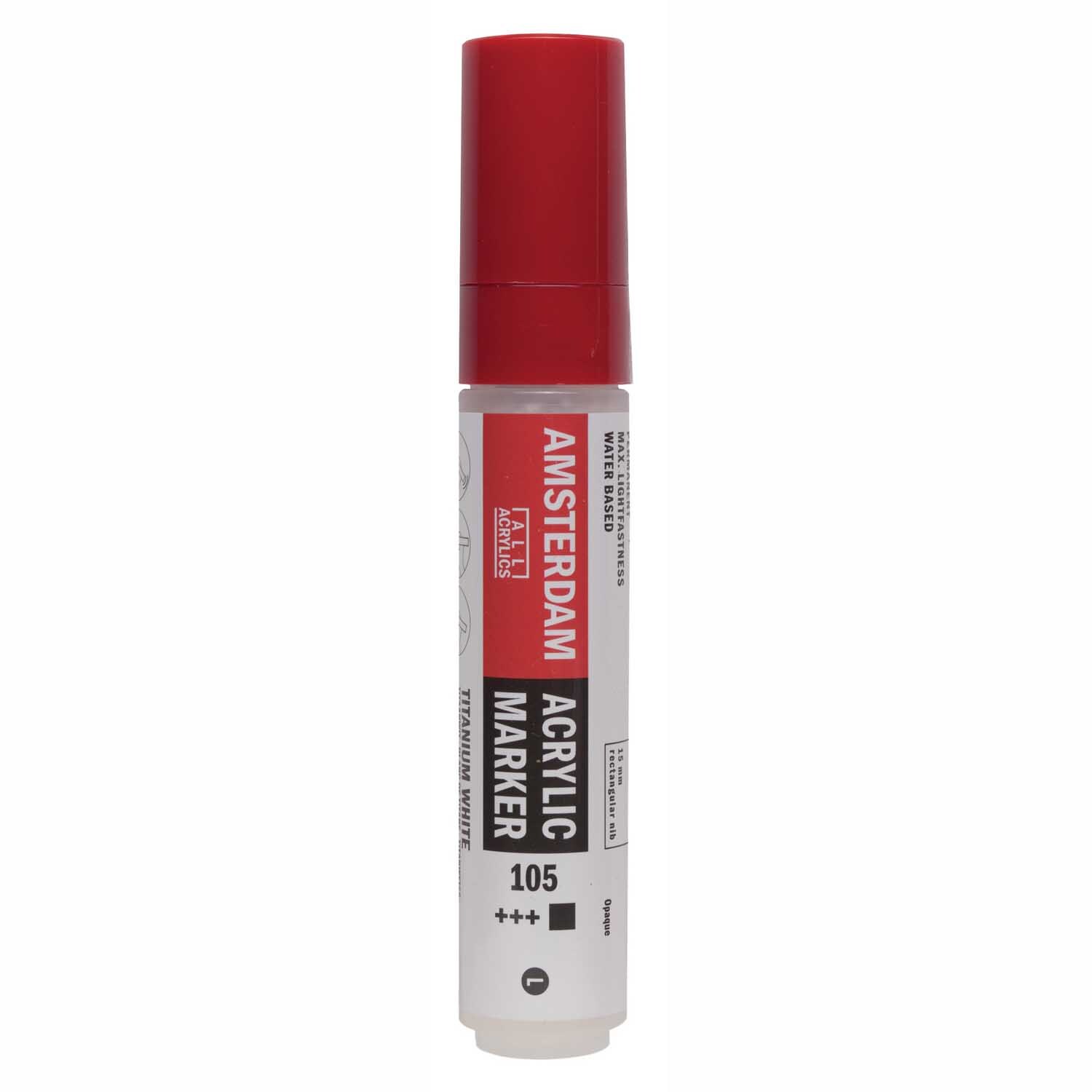Acrylic Marker 15mm in Rot mit weißer Kappe, Marke AMSTERDAM, ideal für kreative Projekte.