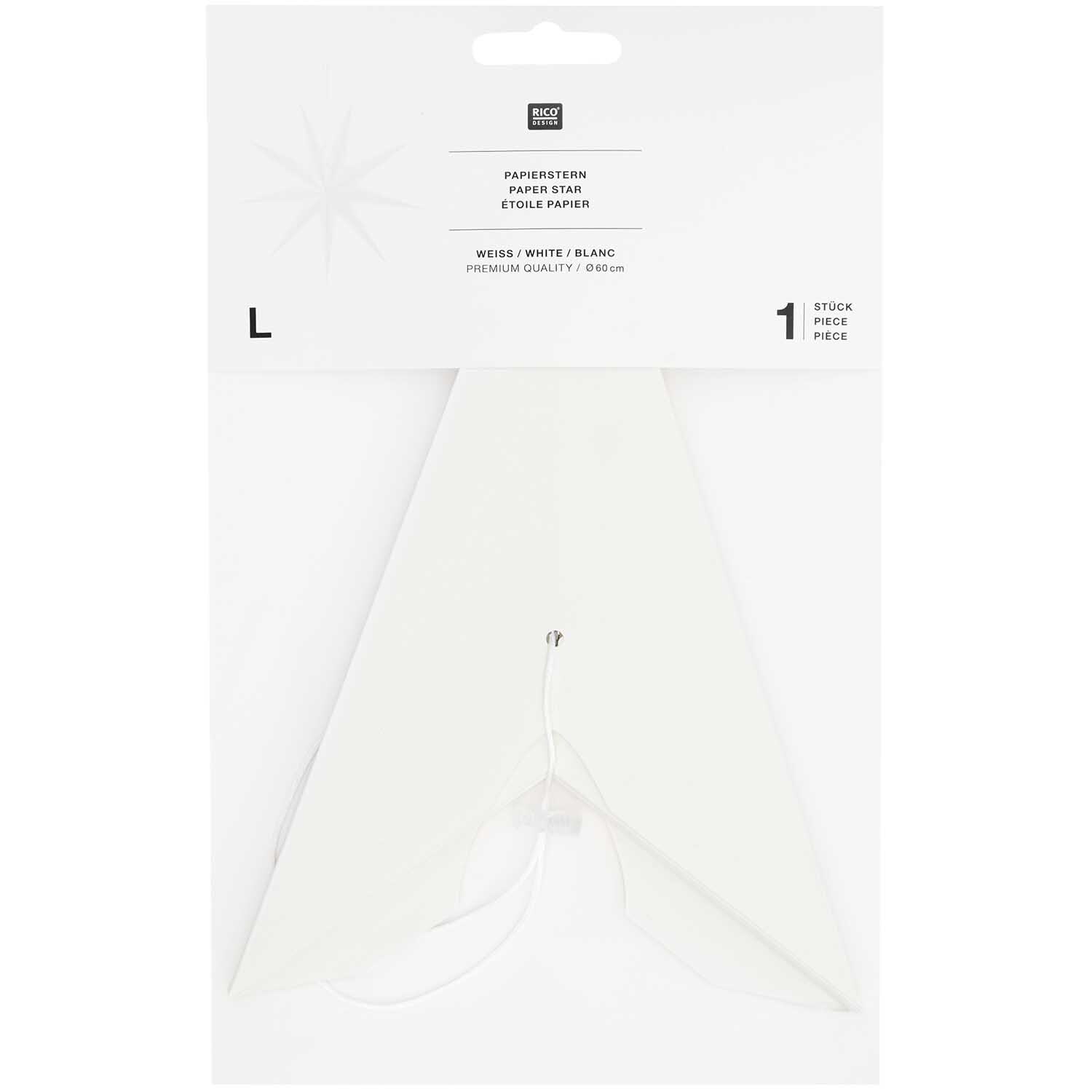 Papierstern auffaltbar 60cm weiß von Rico Design