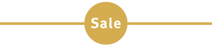 Eine senf-gelbe Linie mit einem senf-gelben Punkt auf welchem in weißer Schrift „Sale“ steht.