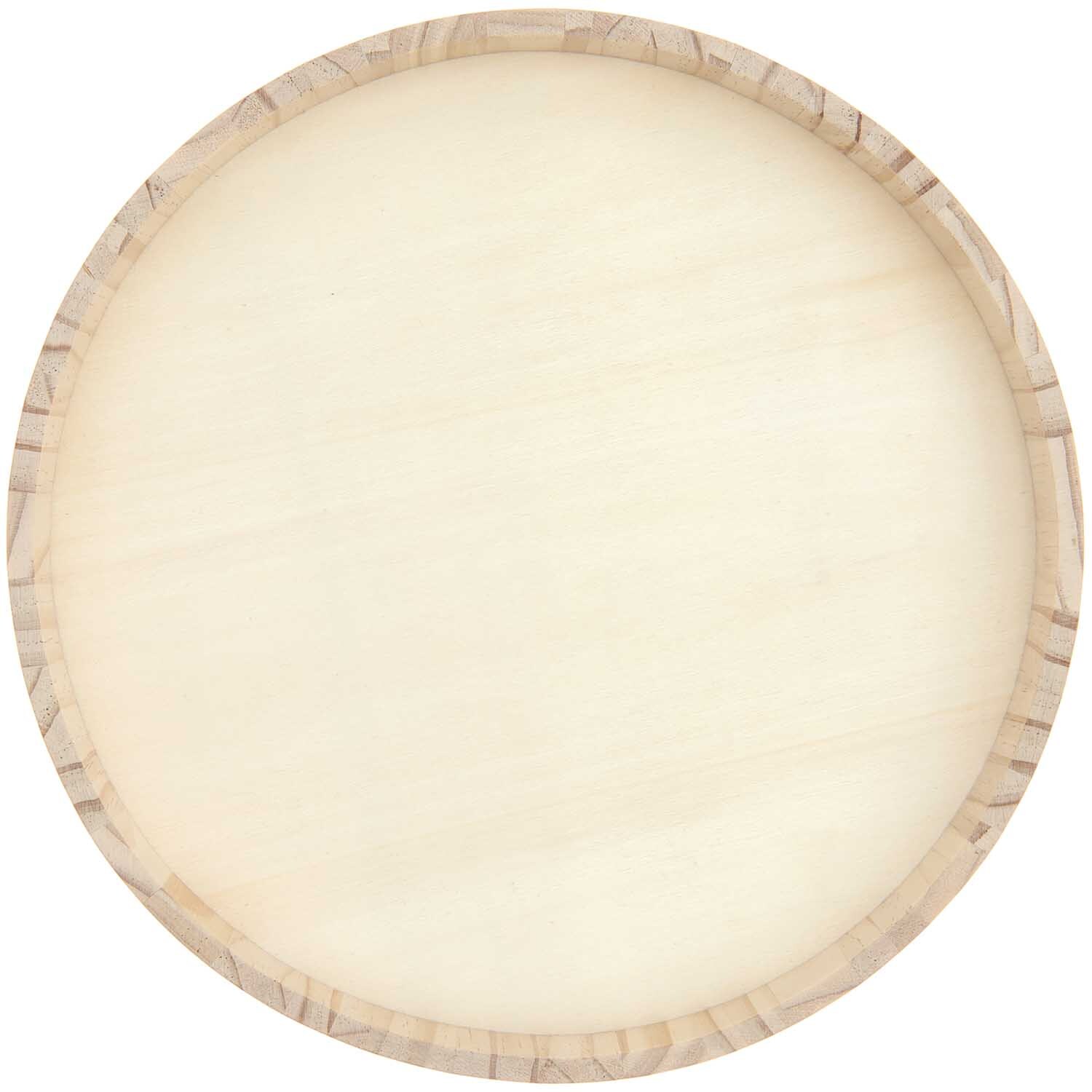 Holztablett natur von Rico Design, rundes Design aus hellem Holz, ideal für stilvolle Präsentationen.