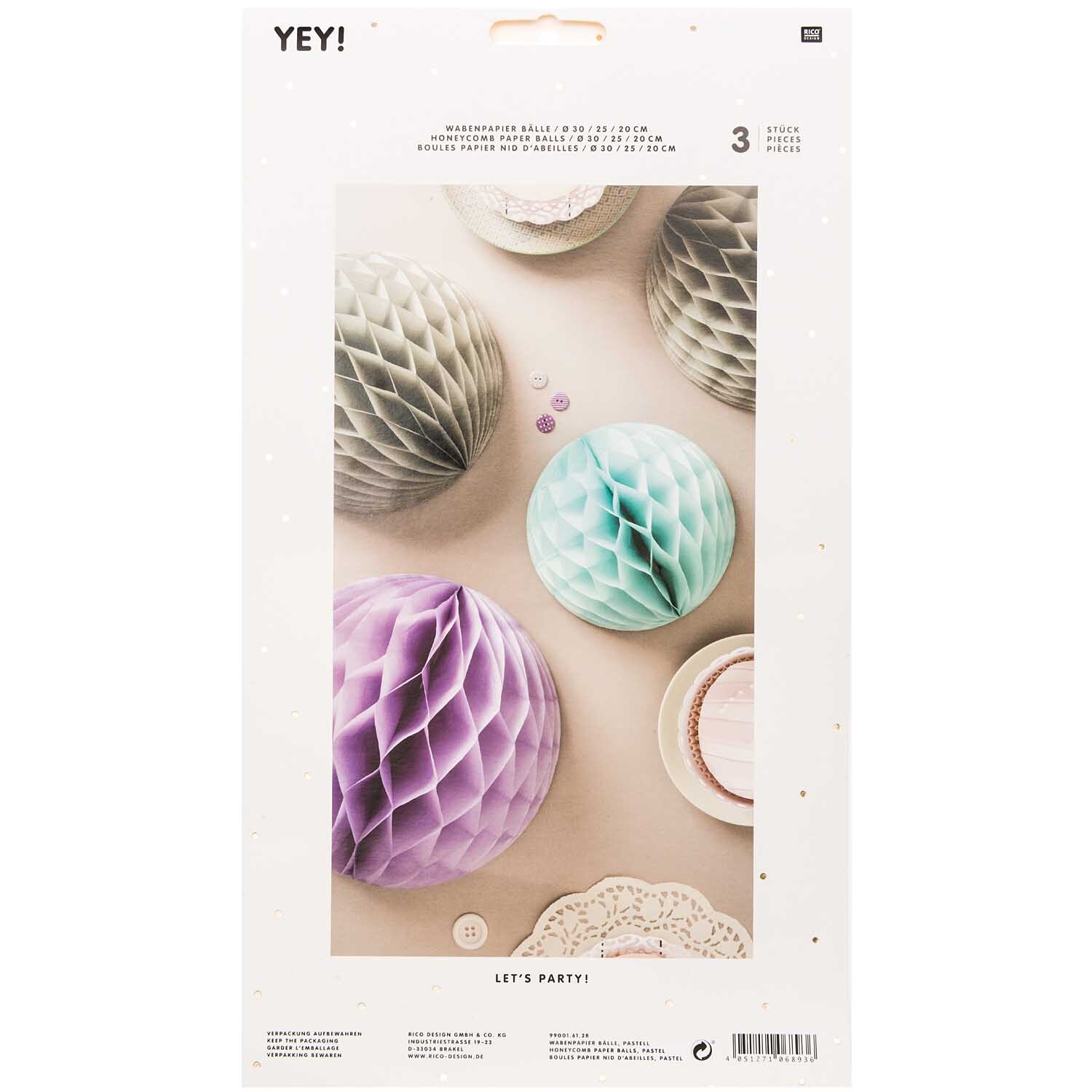 Wabenpapier Bälle pastell 3 Stück von Rico Design