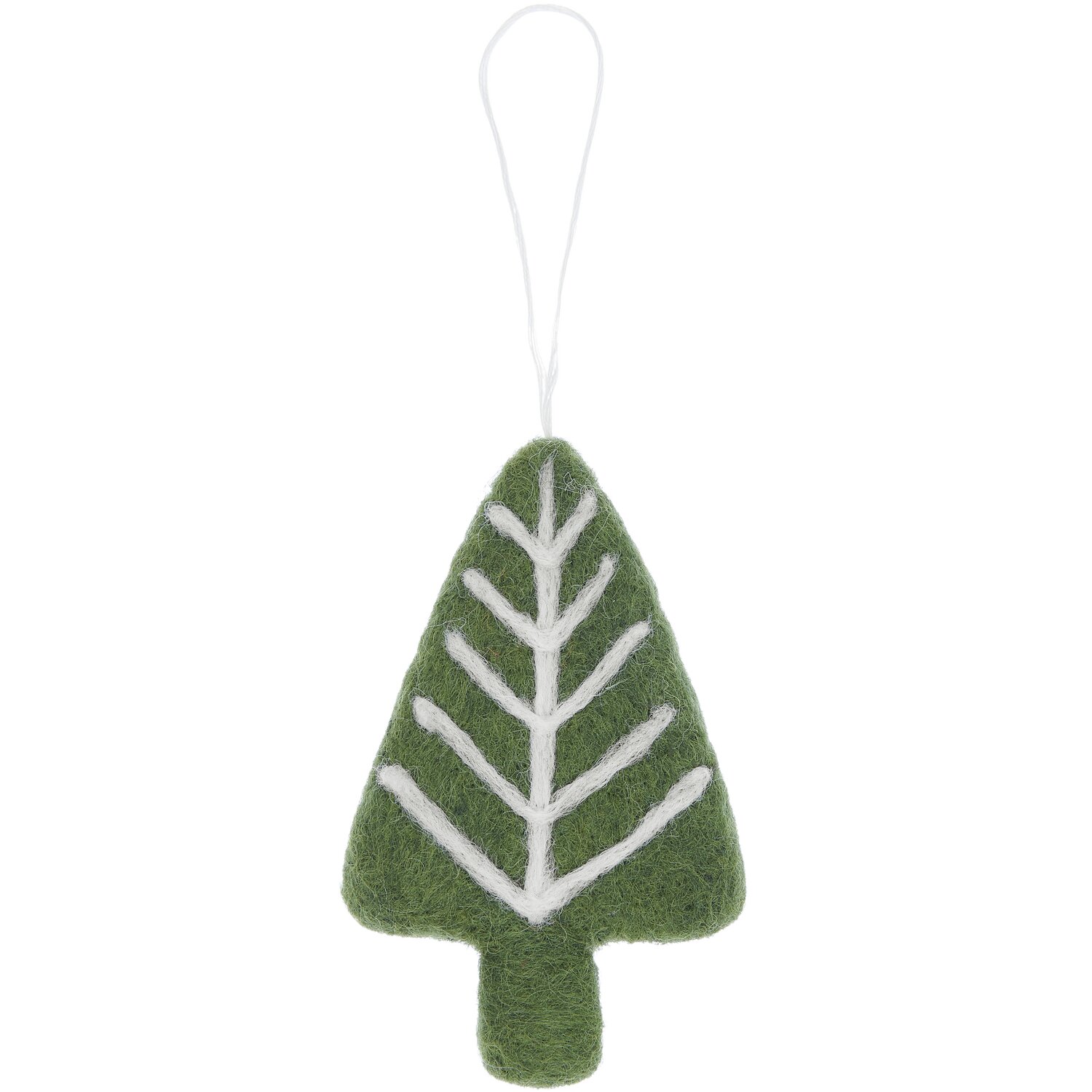 Aufhänger Tanne mit Ästen handgefilzt, khaki, 10,5x6x1,3cm. Ideal für weihnachtliche Dekorationen.