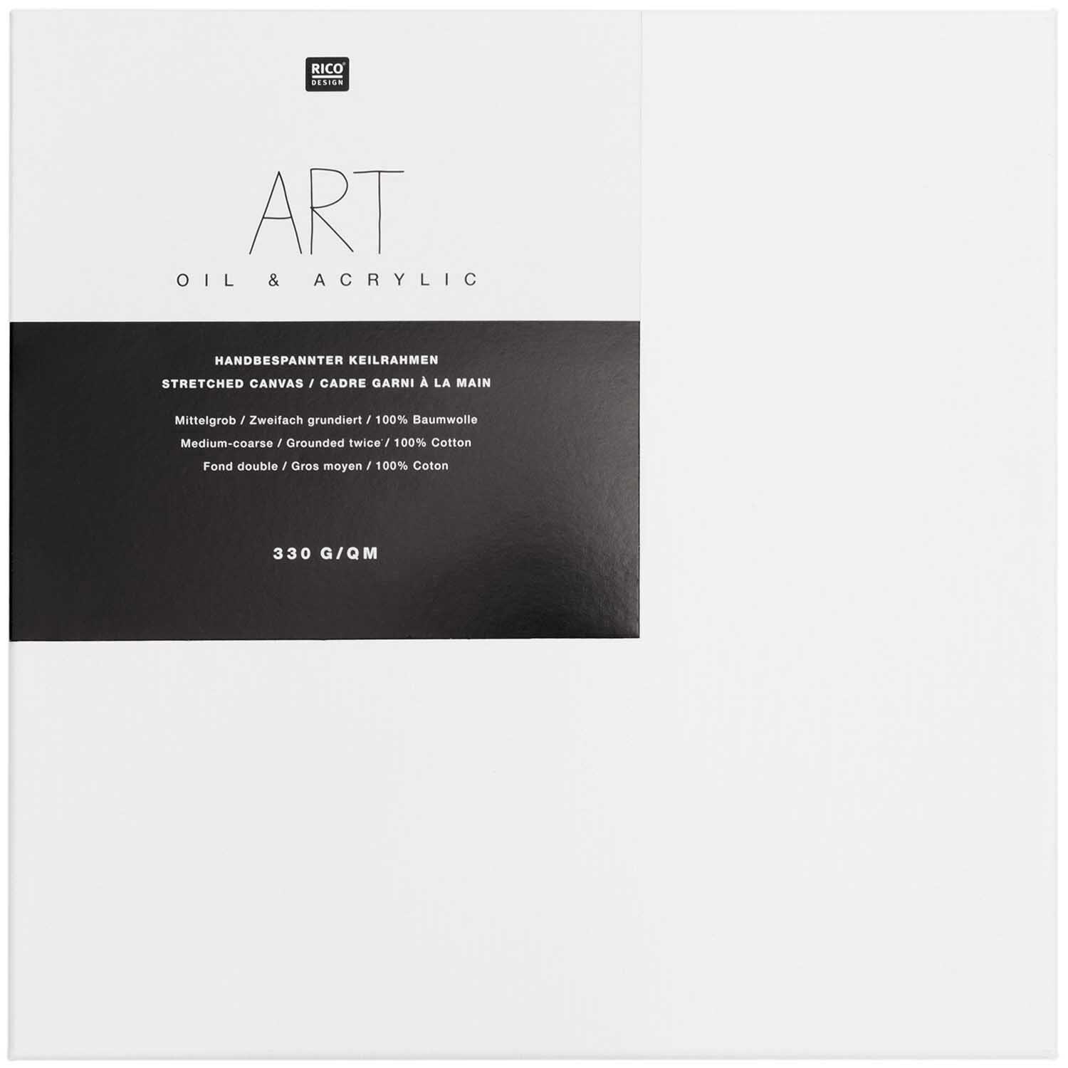 ART Keilrahmen von Rico Design, ideal für Öl- und Acrylmalerei, handgespannt, 330 g/m².