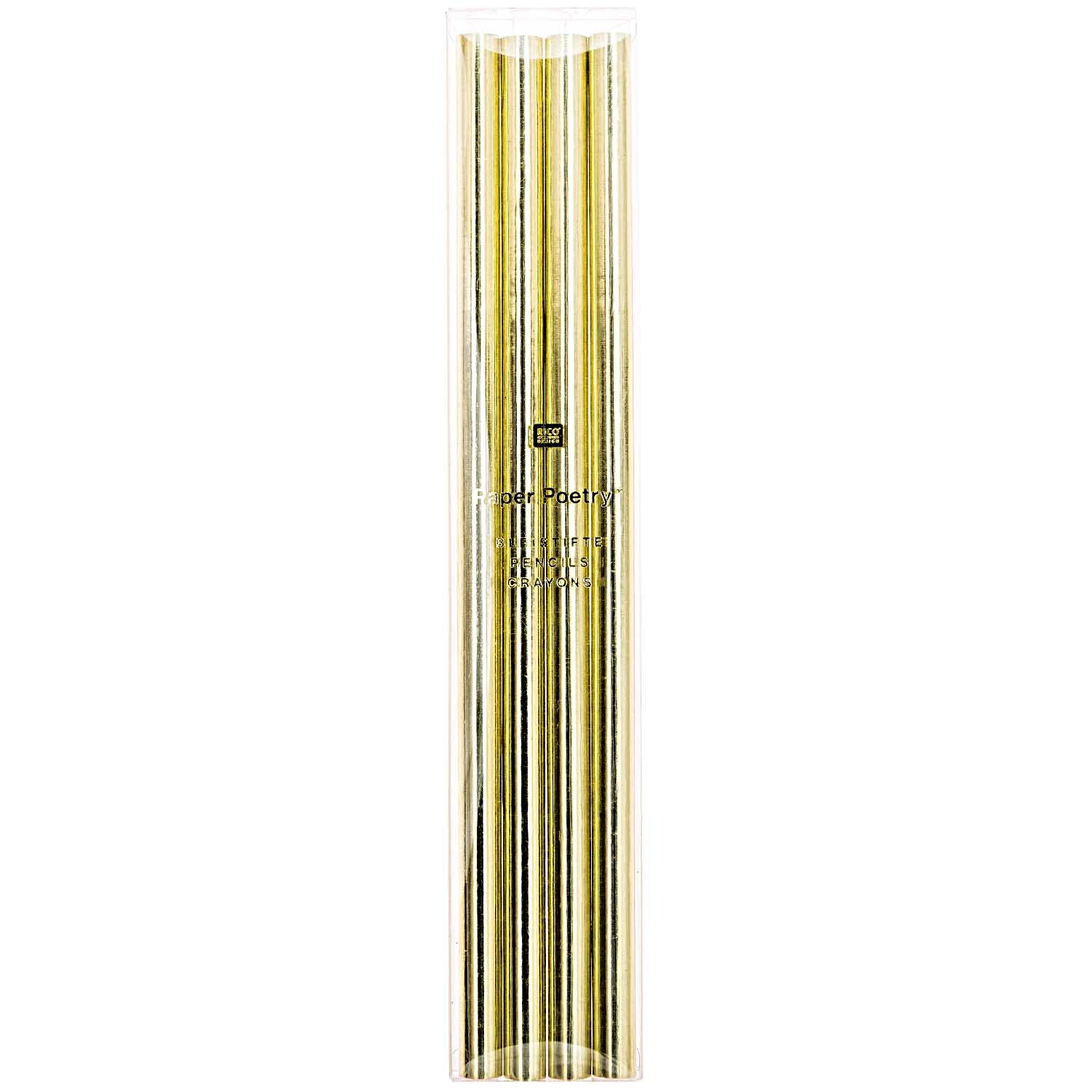 Bleistifte 17,5cm 4 Stück, goldfarben, von Rico Design. Ideal für stilvolles Schreiben.
