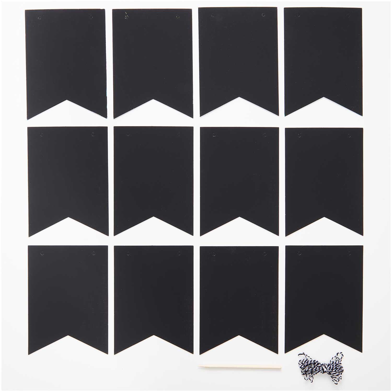 Paper Poetry Kratzpapier Girlande 12 Wimpel mit Holzkratzer von Rico Design