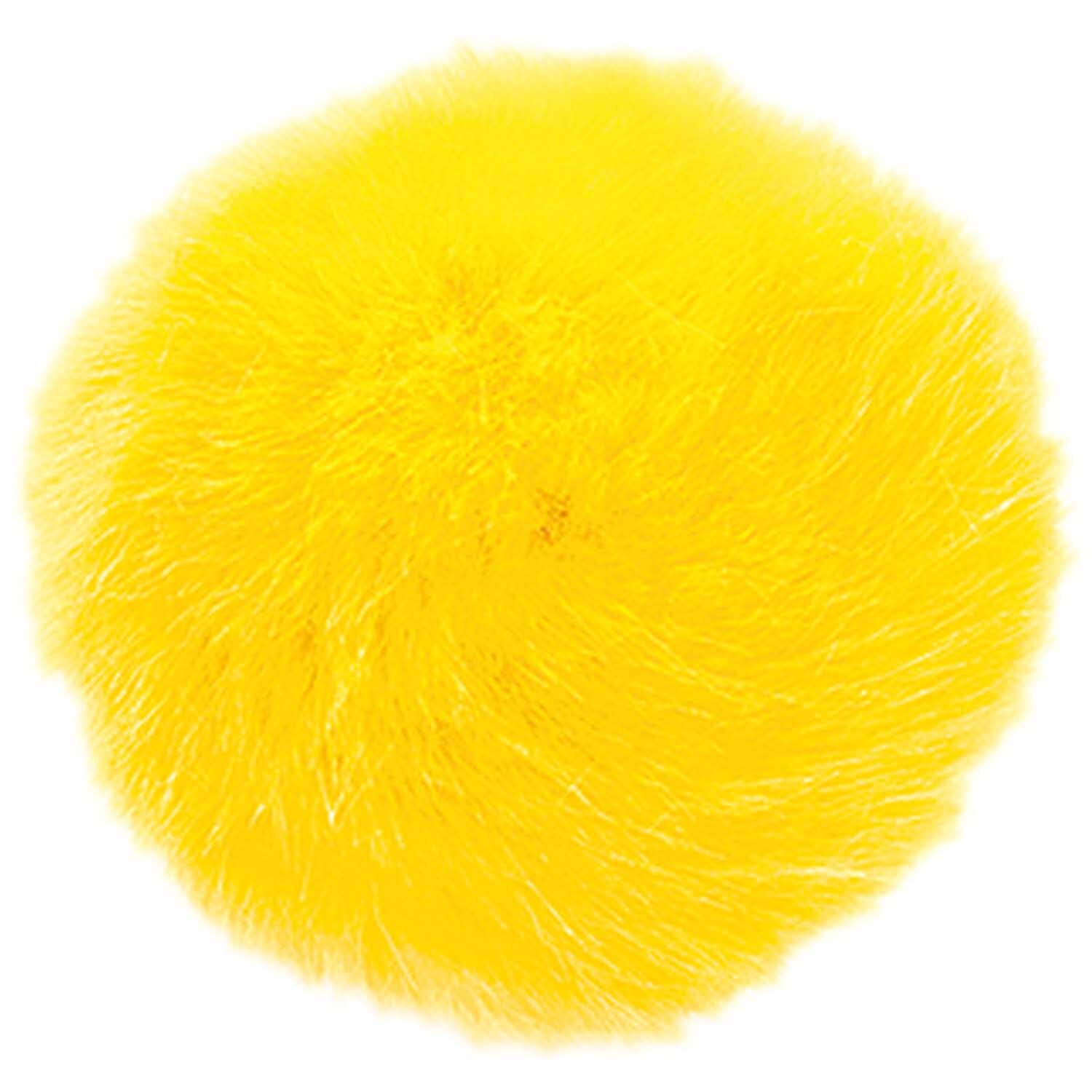 Kunstfellbommel 13cm von Rico Design in leuchtendem Gelb, ideal für kreative Projekte.