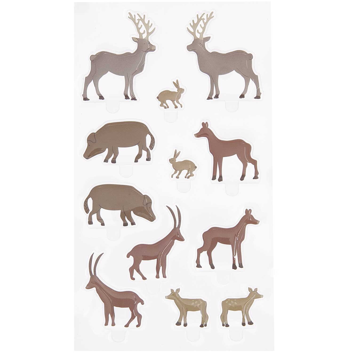 Figurico Gelsticker Waldtiere: Verschiedene Waldtiere als braune Sticker von Rico Design.