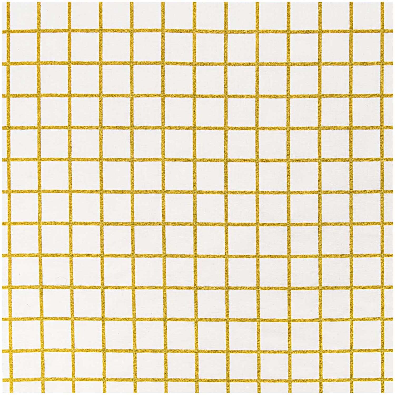 Stoff Karo klein weiß-gold 140cm beschichtet zeigt ein elegantes, kariertes Muster von Rico Design.