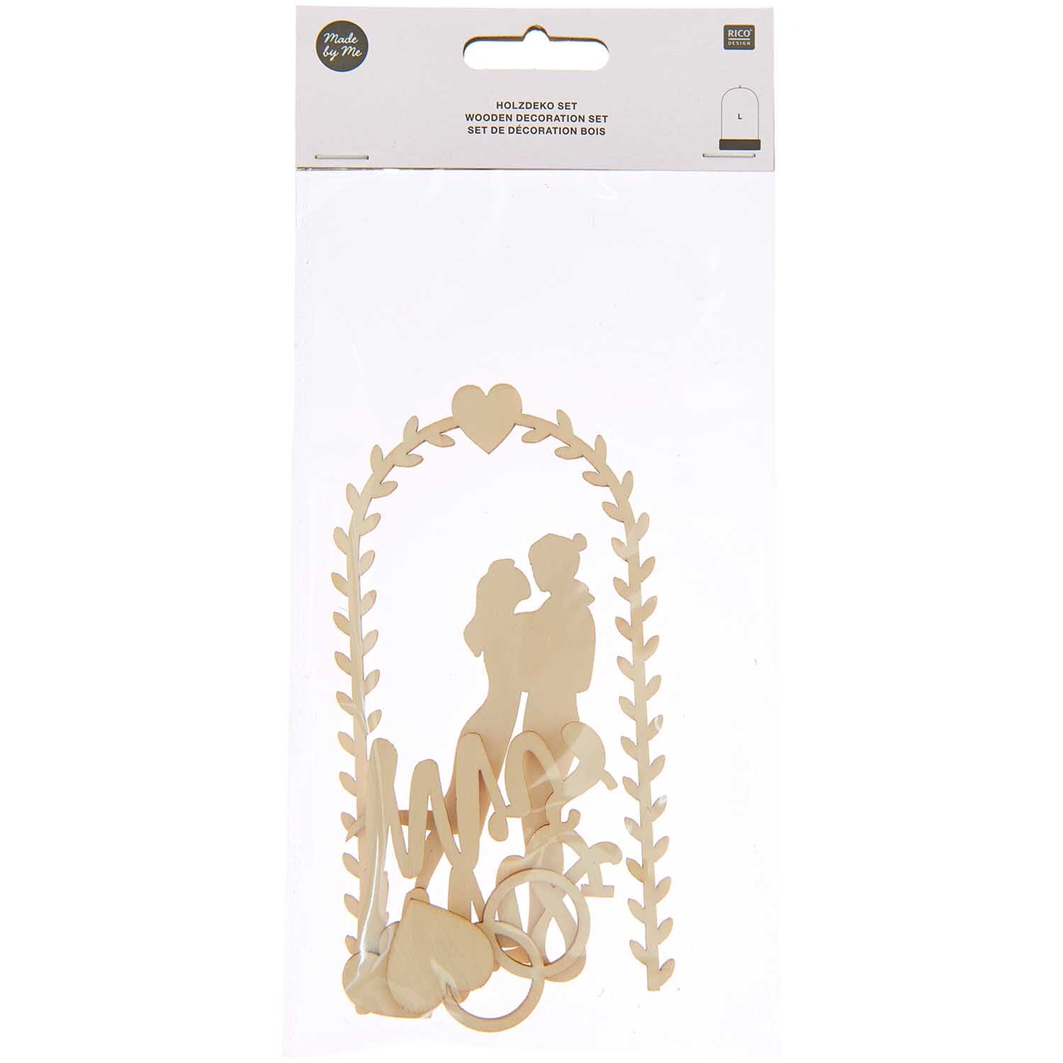 Holzdeko Set Hochzeit für L-Dekohaube 6-teilig von Rico Design