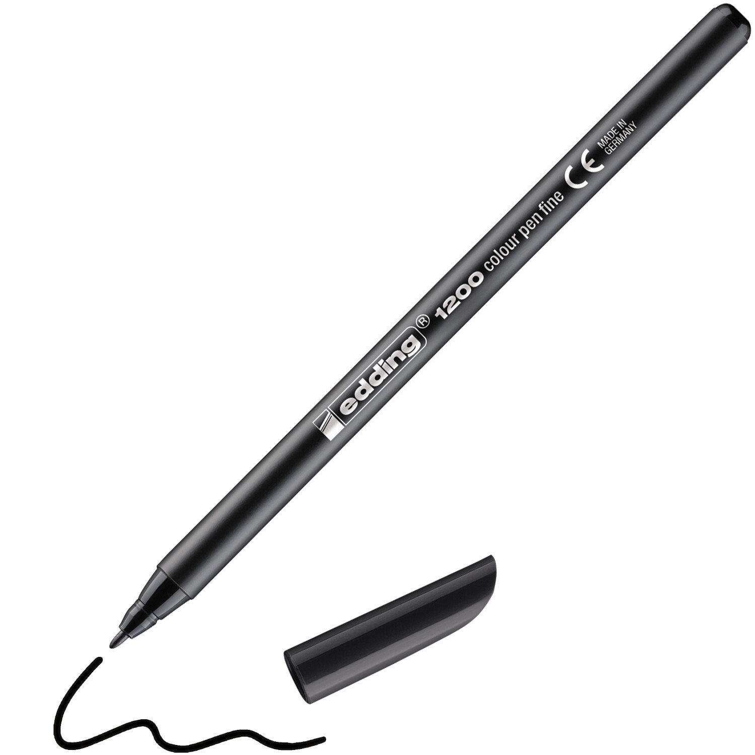 1200 colour pen 0,5-1mm, edding, schwarz. Feiner Stift mit abnehmbarer Kappe, ideal zum Zeichnen.