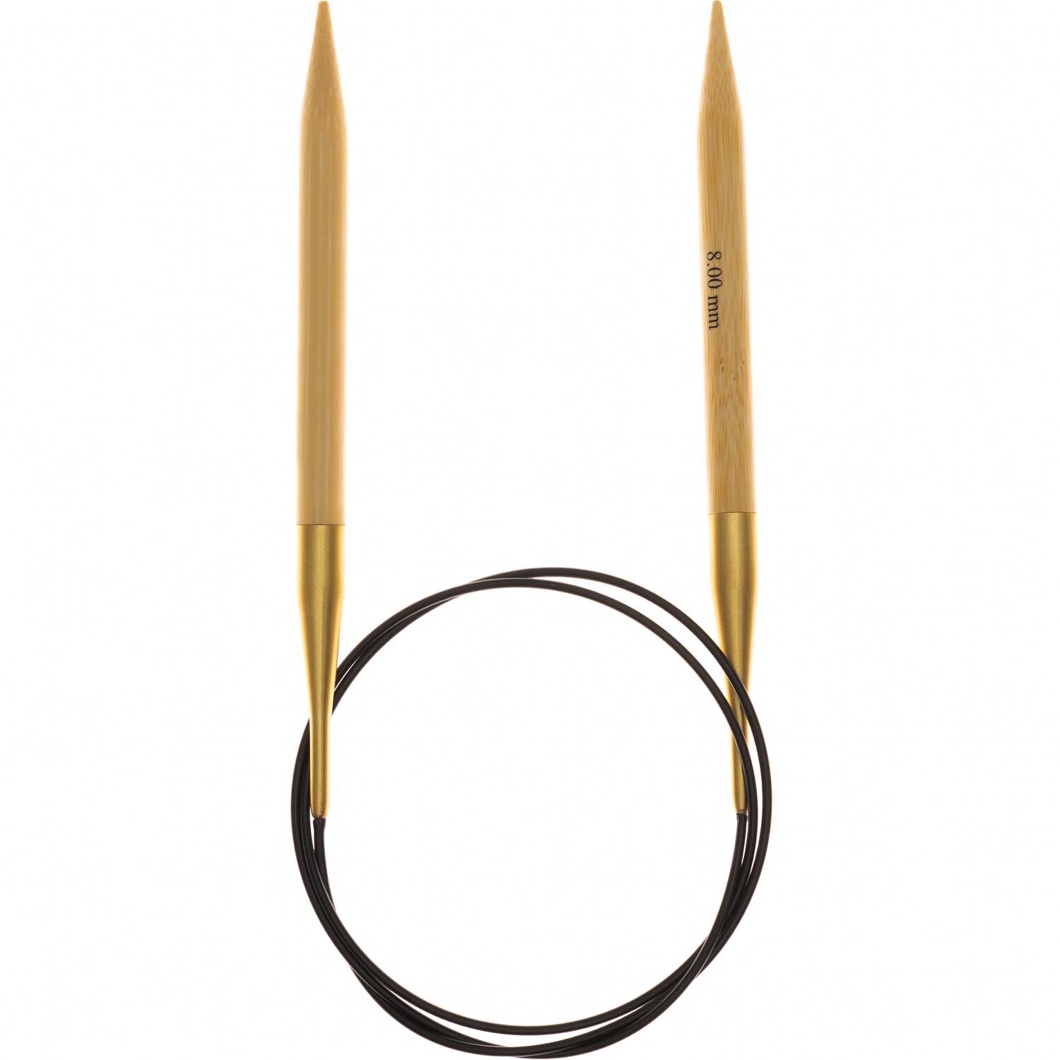 Rundstricknadel 80cm Bambus von Rico Design, aus hellem Bambus mit flexiblem Kabel. Ideal für Strickprojekte.