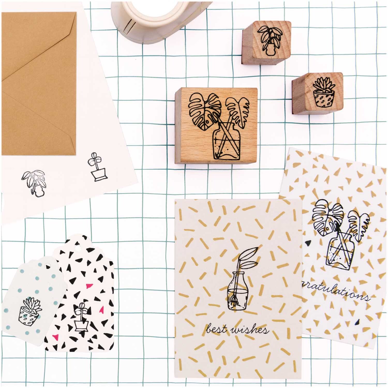 Paper Poetry Stempelset Hygge Plants: Kreatives Set mit Pflanzenmotiven, ideal für DIY-Projekte.