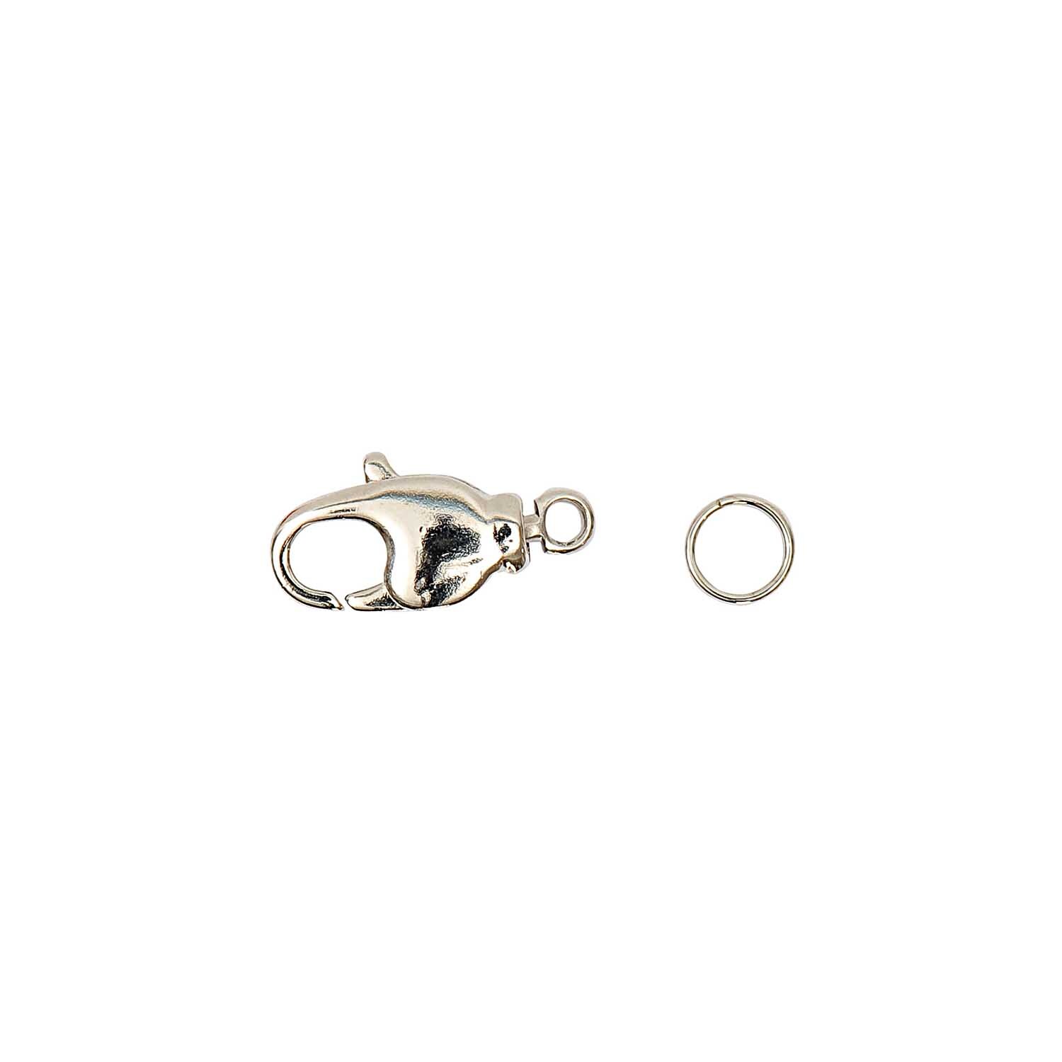 Karabiner mit Drehöse und 2 Federringen, silberfarben, von Rico Design. Ideal für Schmuckherstellung.