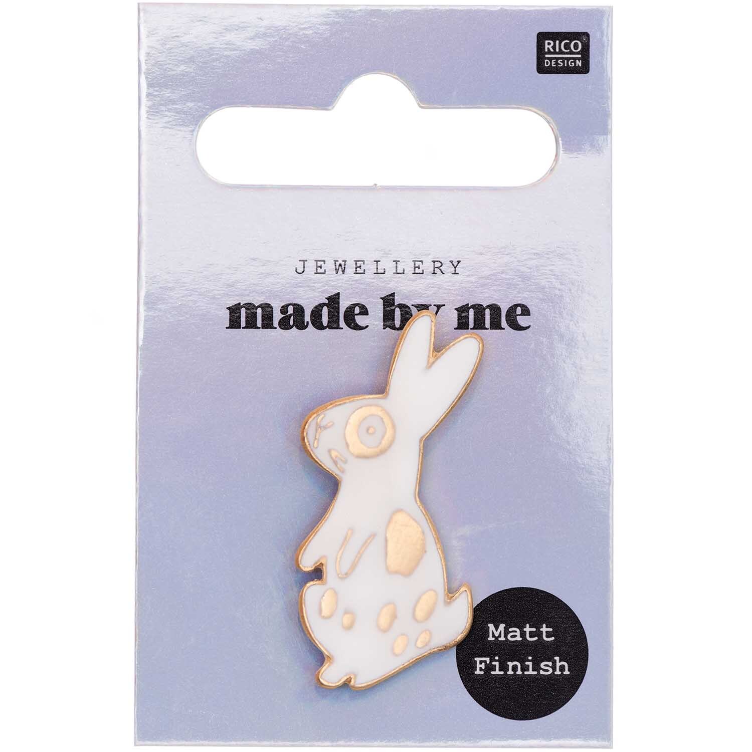 Pin Hase 19x36mm Farbe Weiß von Rico Design