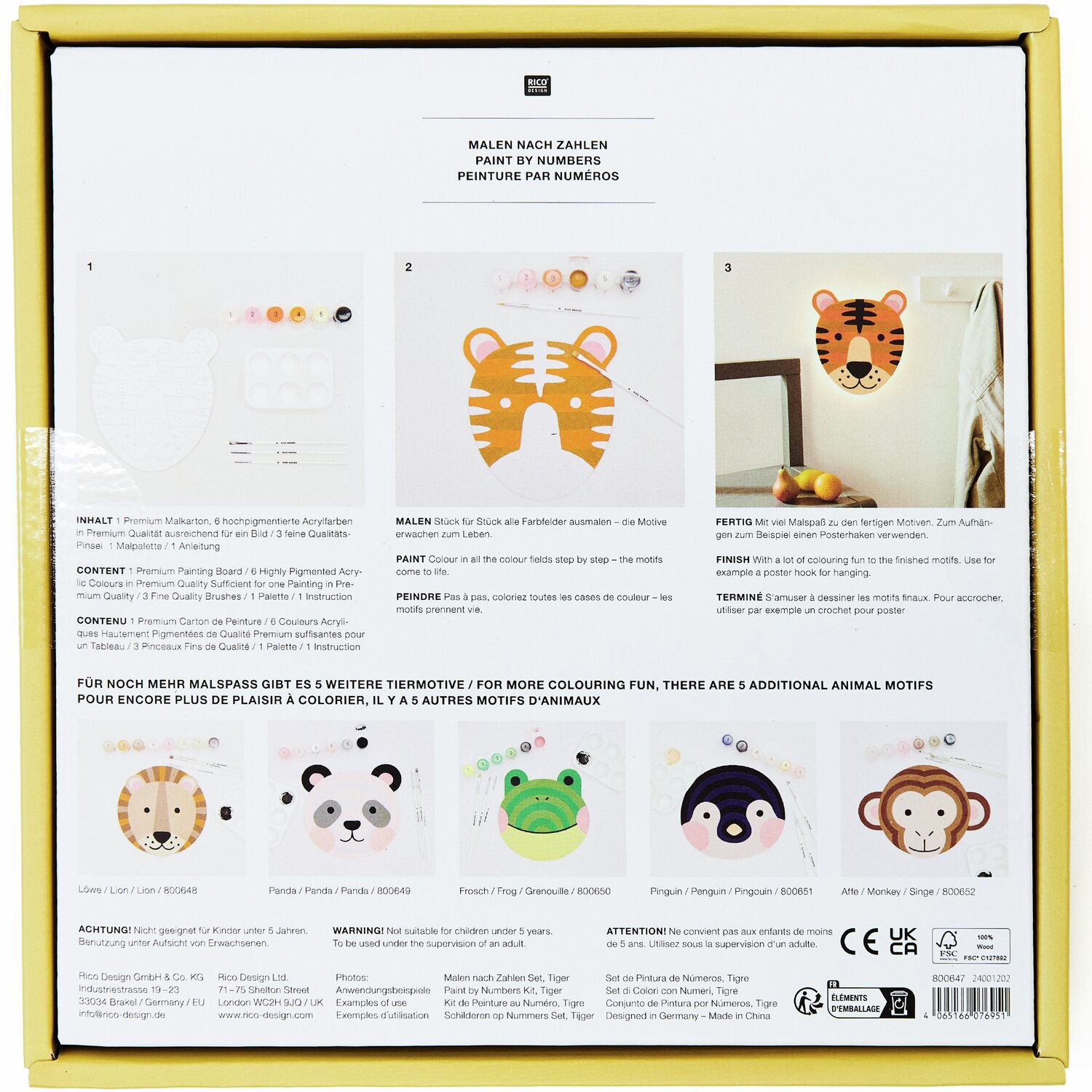 Malen nach Zahlen Tiger von Rico Design