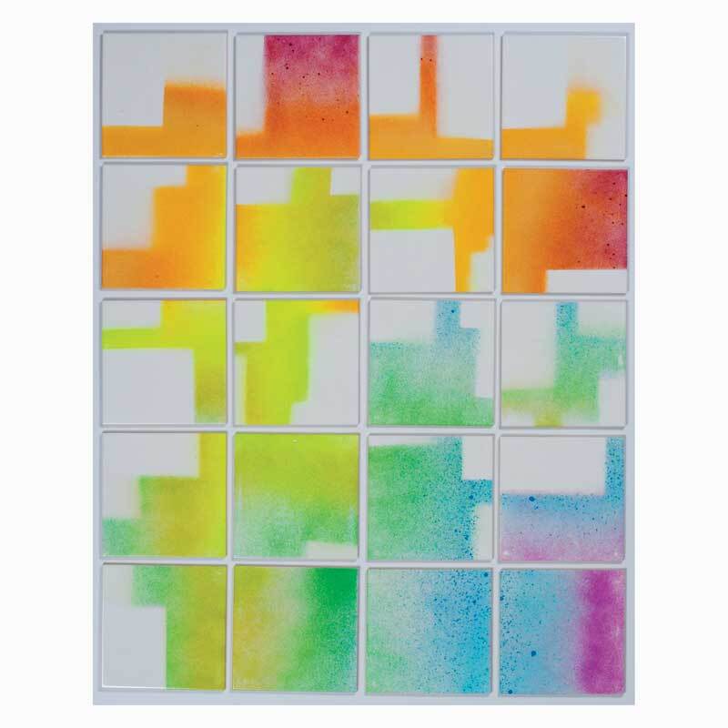 Acrylic Marker 3-4mm: Bunte, abstrakte Kunst mit leuchtenden Farben auf 16 Feldern, ideal für kreative Projekte.