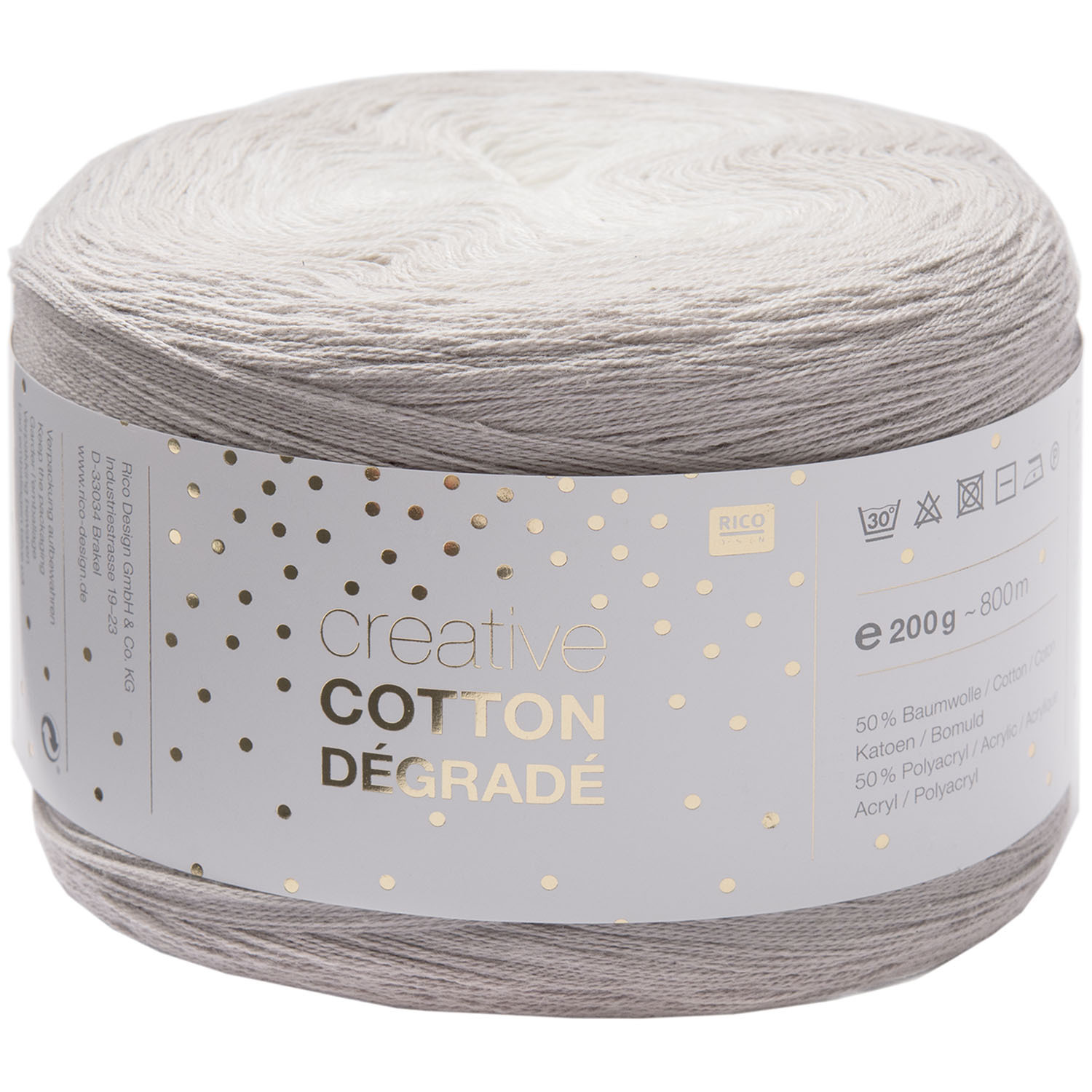 Creative Cotton dégradé von Rico Design, 200g 800m. Garn in Naturtönen, ideal für Strickprojekte.