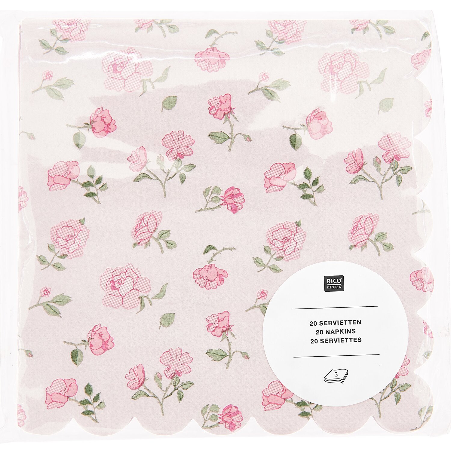 Servietten Rosen 32x31,5cm 20 Stück von Rico Design