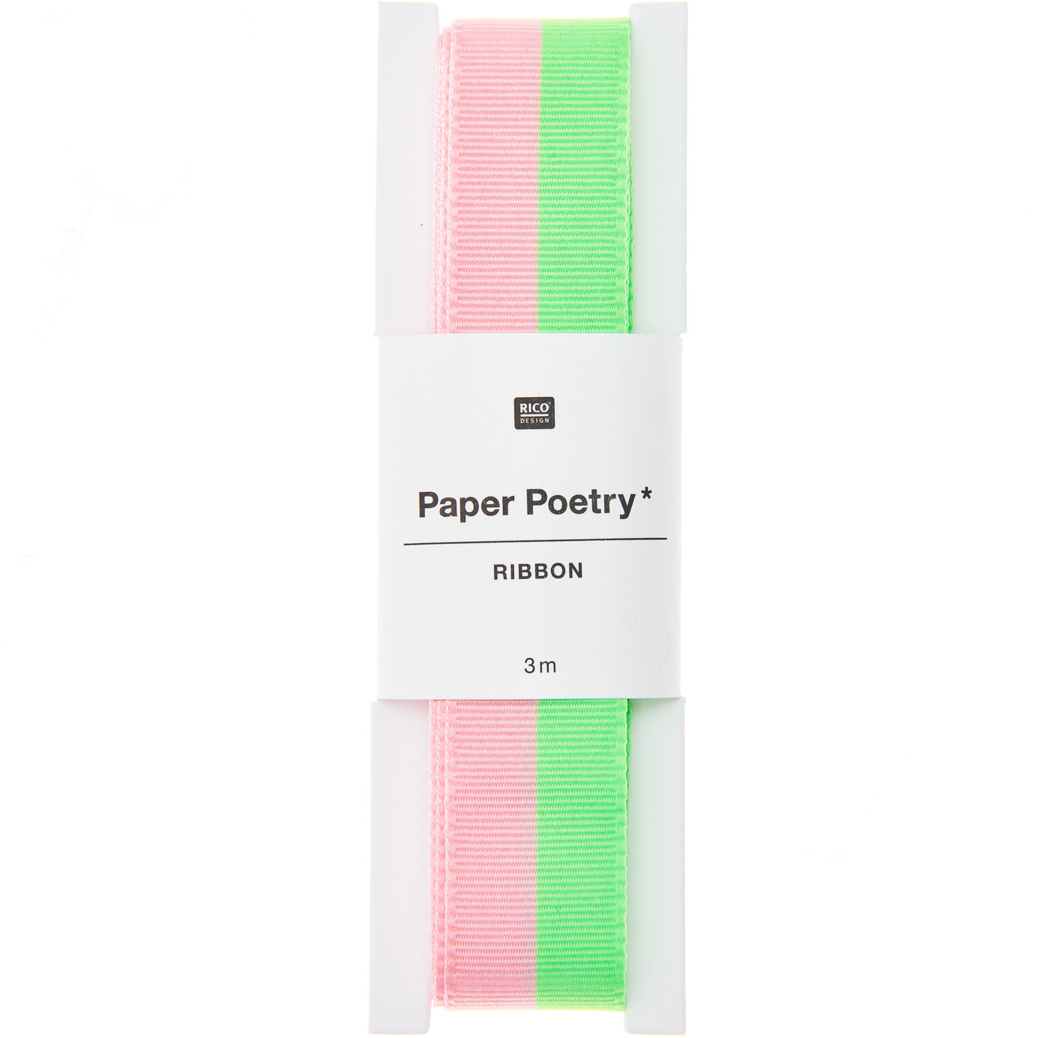 Paper Poetry Webband Duo Streifen Rosa/ Neon Grün 20mmx3m von Rico Design