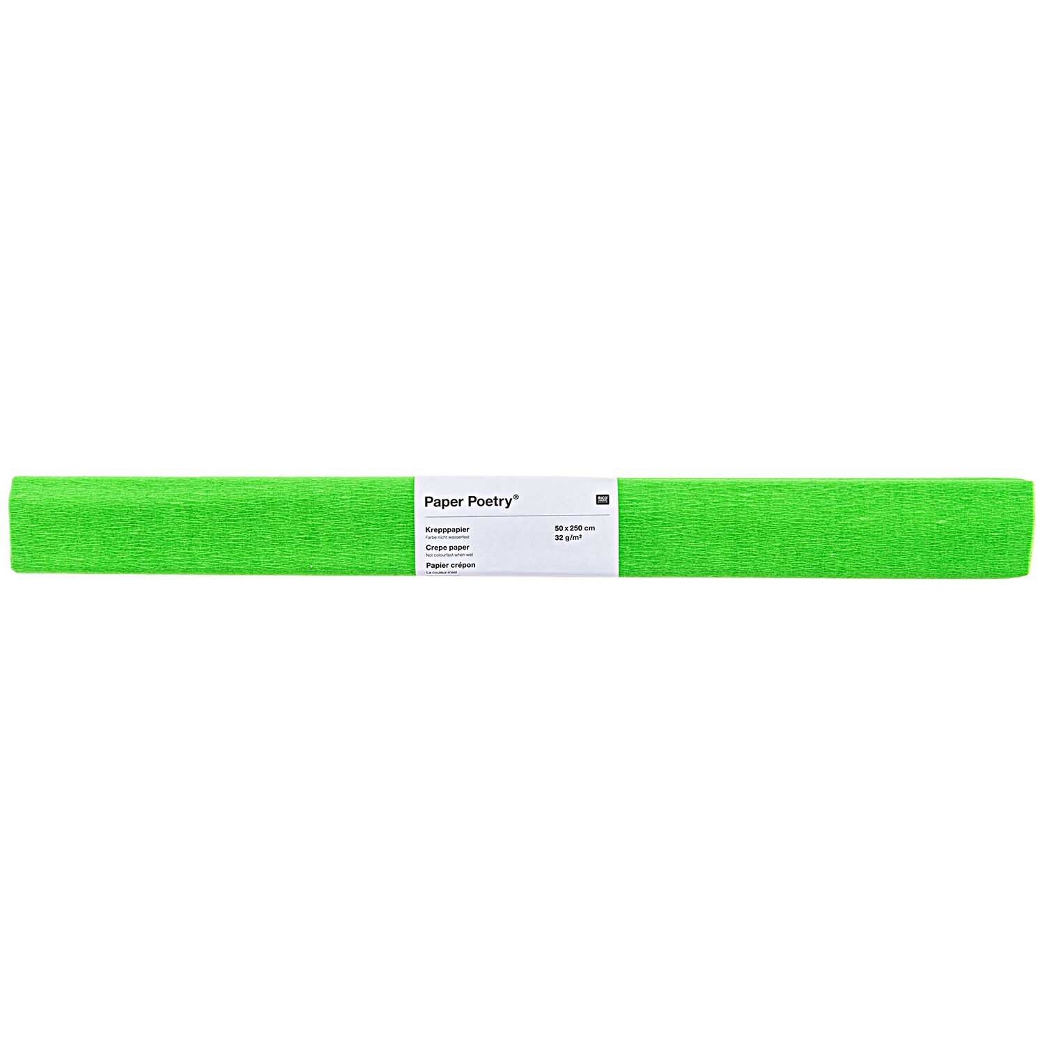 Krepp-Papier 50x250cm in leuchtendem Grün von Rico Design, ideal für kreative Bastelprojekte.