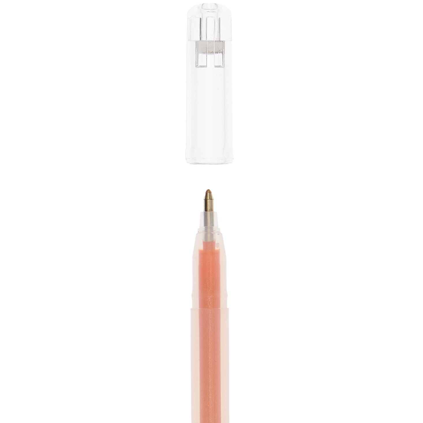 Gelstift Glitter 1mm in transparentem Gehäuse mit orangefarbener Mine, ideal für kreative Projekte.
