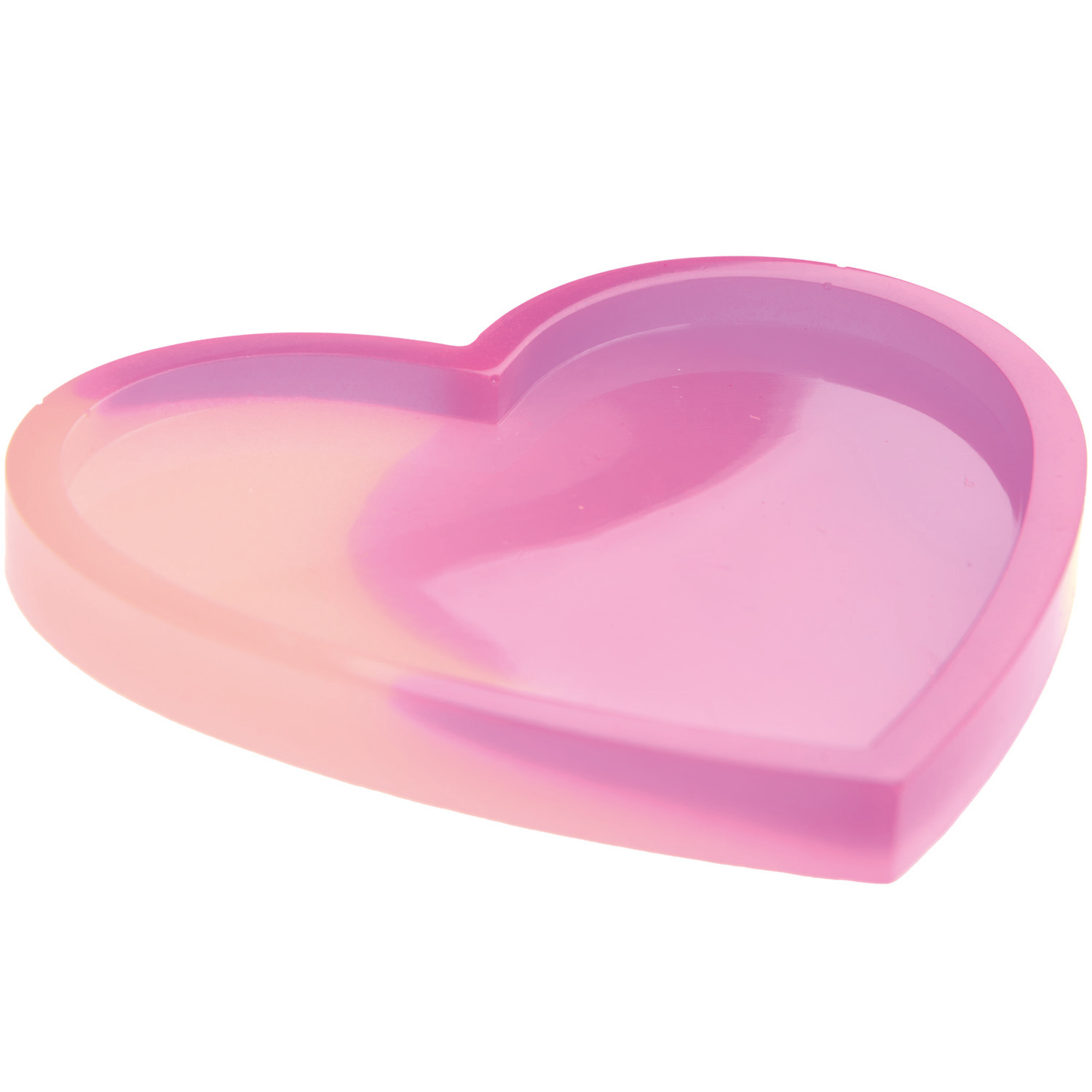 Epoxidharz transparent: Herzförmige, rosa Schale aus Epoxidharz, ideal für Dekorationen.