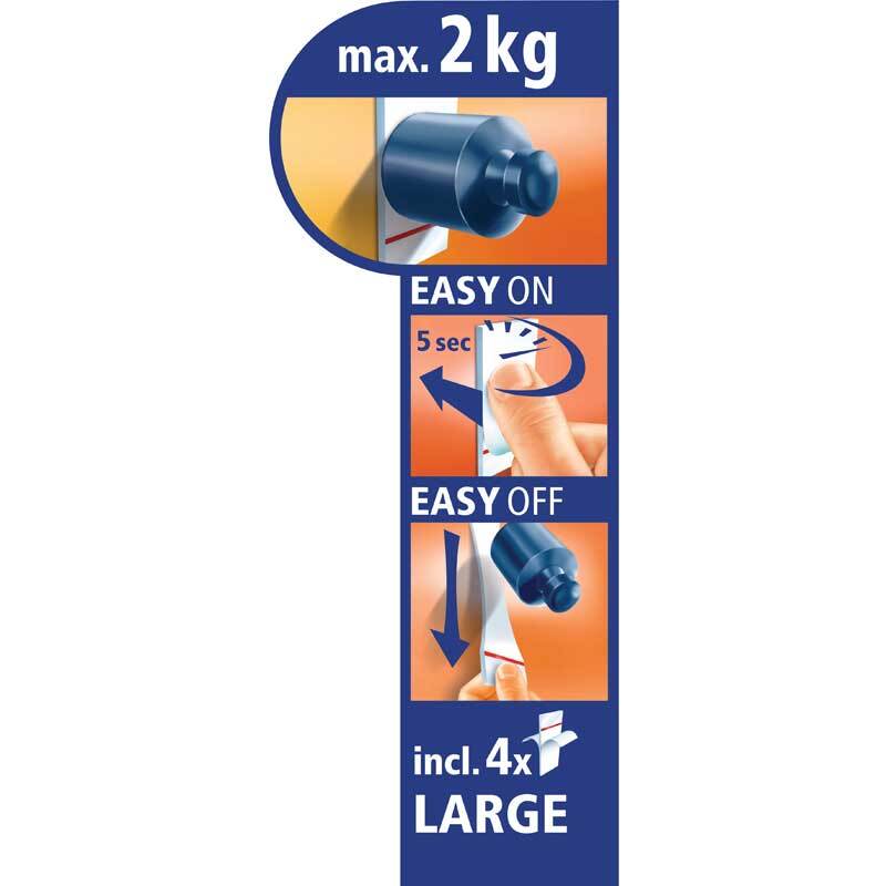 Powerstrips large 10 Stück von tesa, ideal für einfache Befestigung und Entfernung, hält bis zu 2 kg. Enthält vier große Streifen.