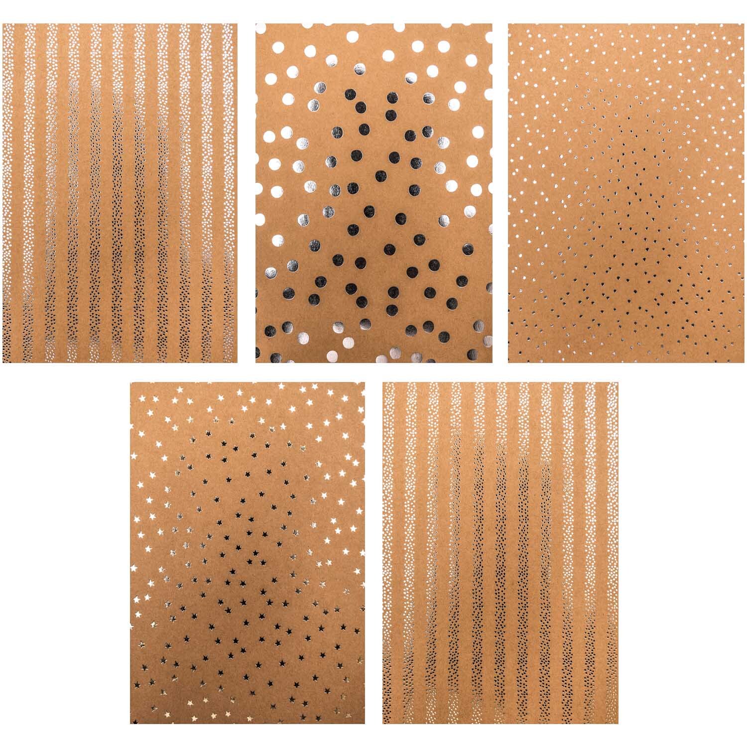 Paper Poetry Kraftpapier Block mit Punkten und Streifen, 270g/m², 20 Blatt, von Rico Design.