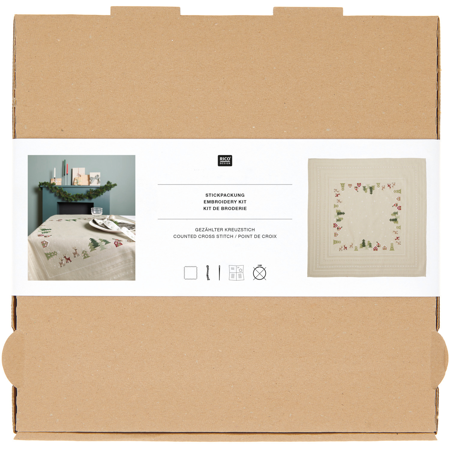 Stickpackung Tischdecke Winterlandschaft 90x90cm von Rico Design