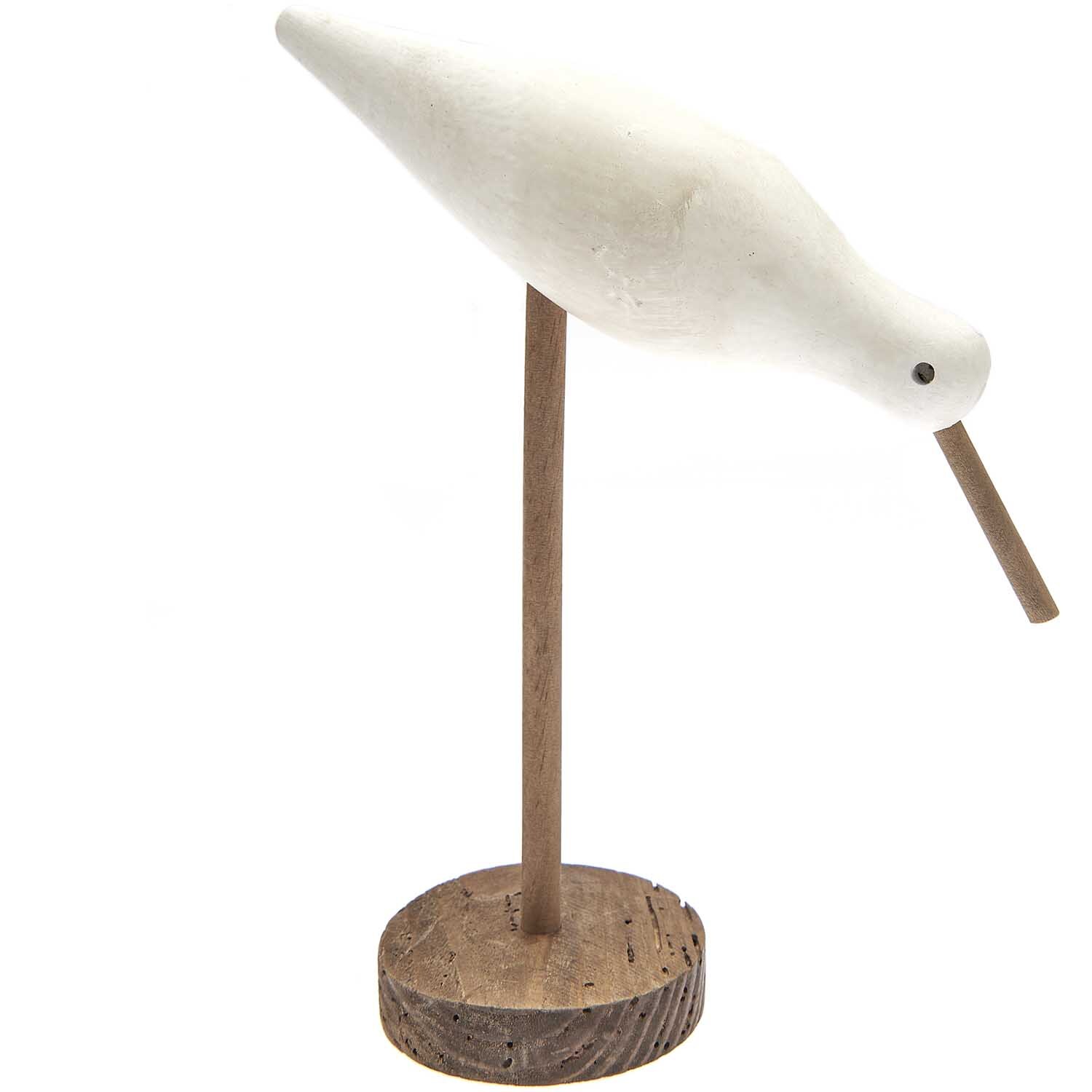 Aufsteller Möwe aus Holz in elegantem Design von Rico Design, zeigt eine weiße Möwe auf einem Holzsockel.