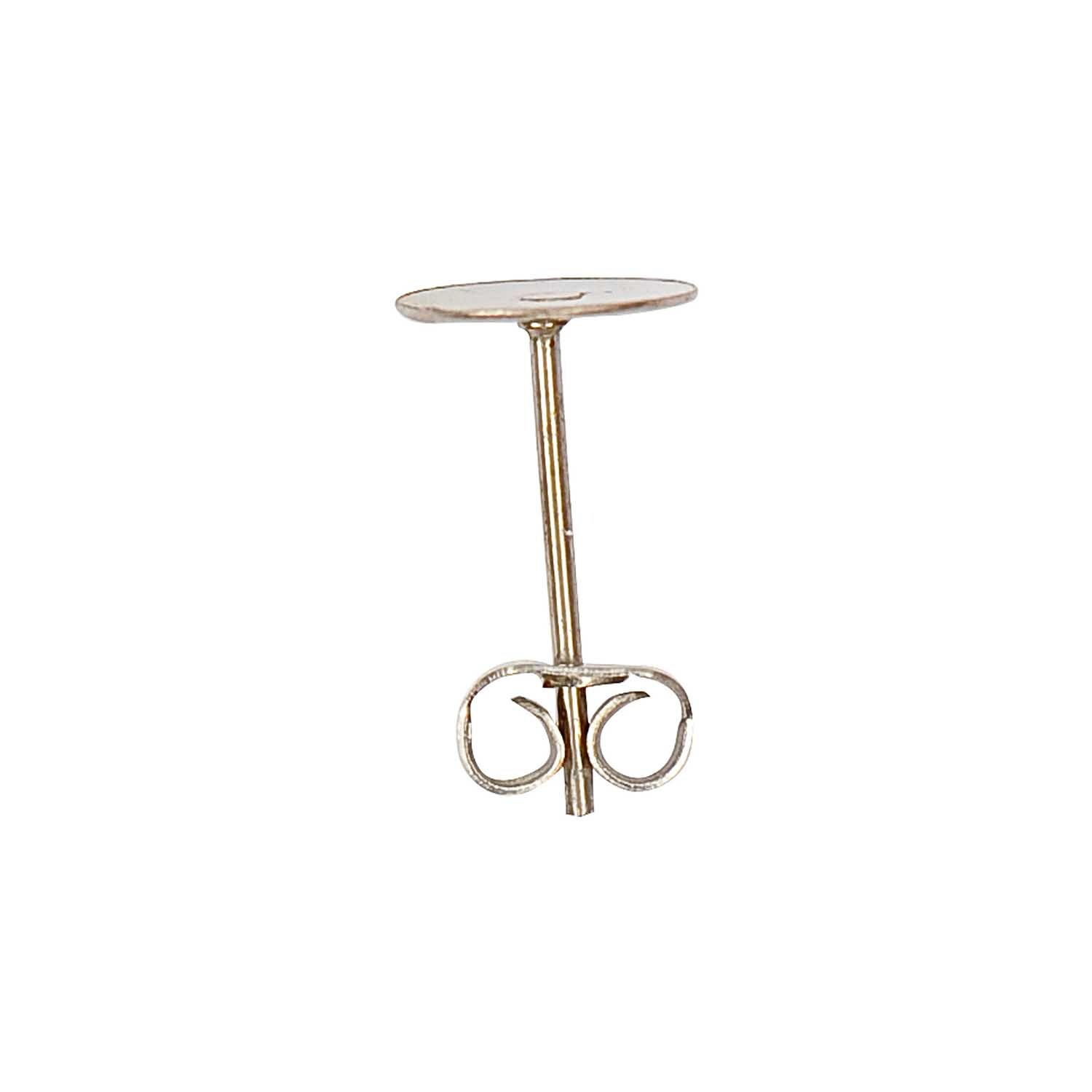 Klebestecker silber 13x8mm 2 Stück von Rico Design, zeigt einen silbernen Stecker mit flachem Kopf.
