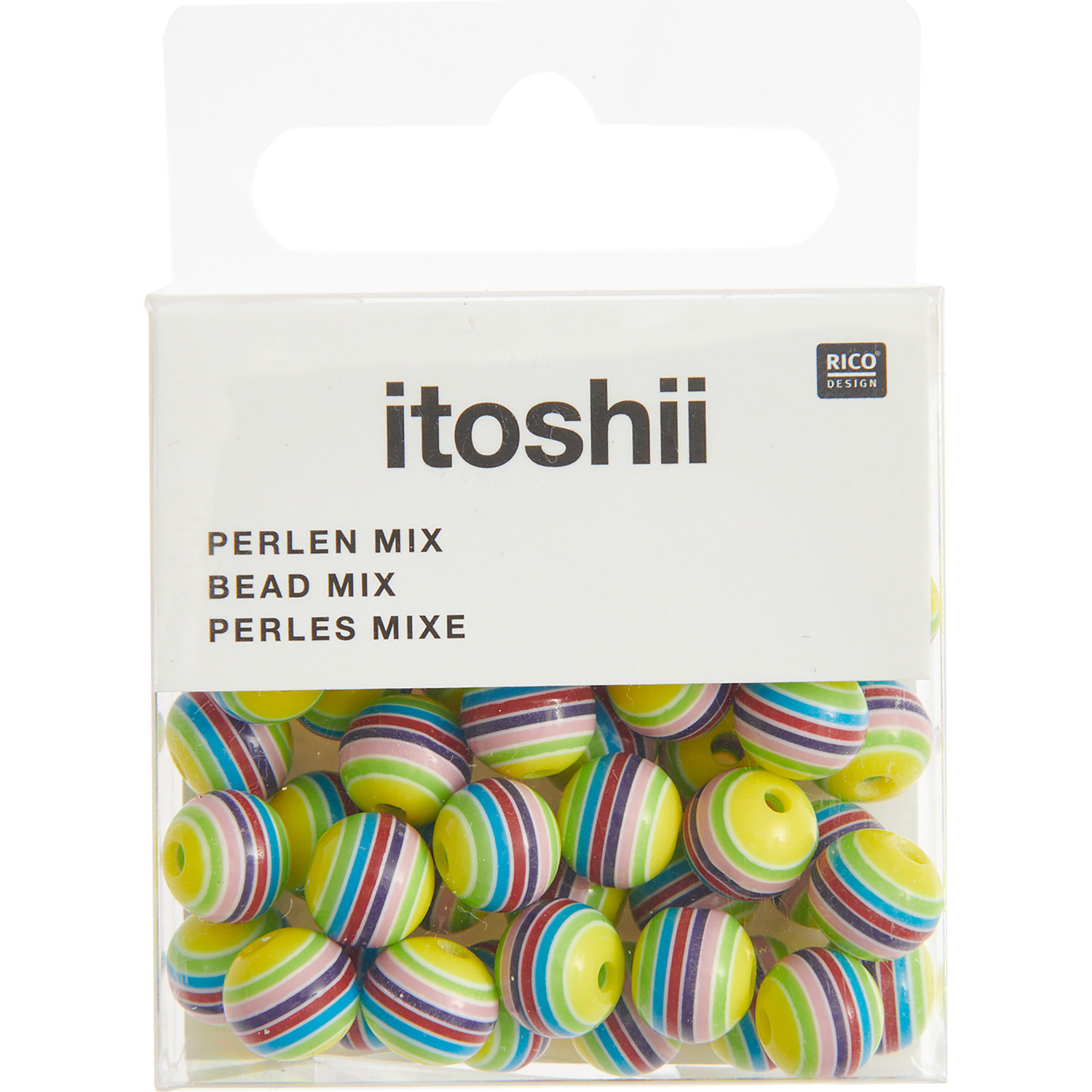 itoshii Gestreifte Perlen lila-gelb Mix 8mm 48 Stück von Rico Design